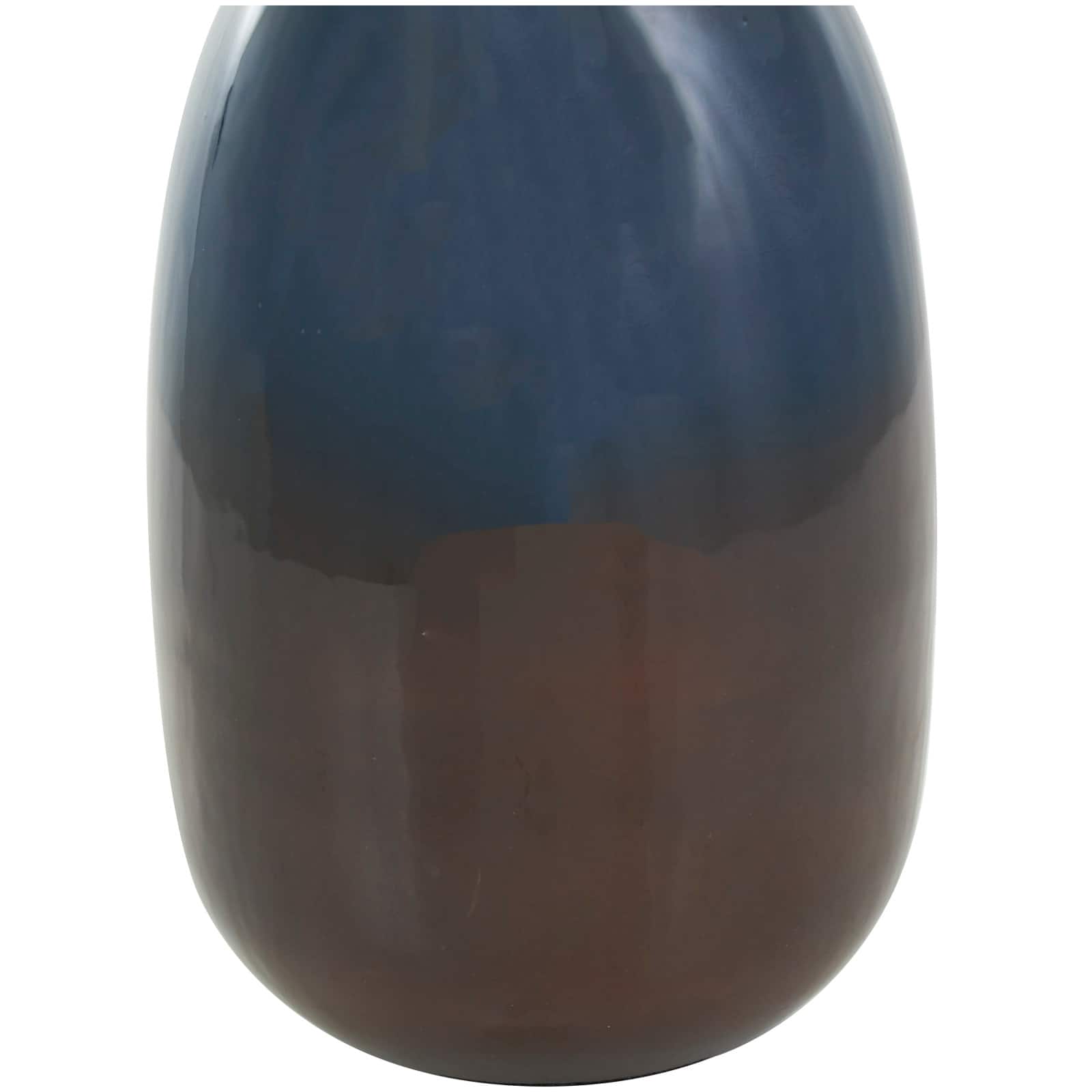 Blue Metal Ombre Decorative Jars with Brown Accents & Silver Ring Handles Set