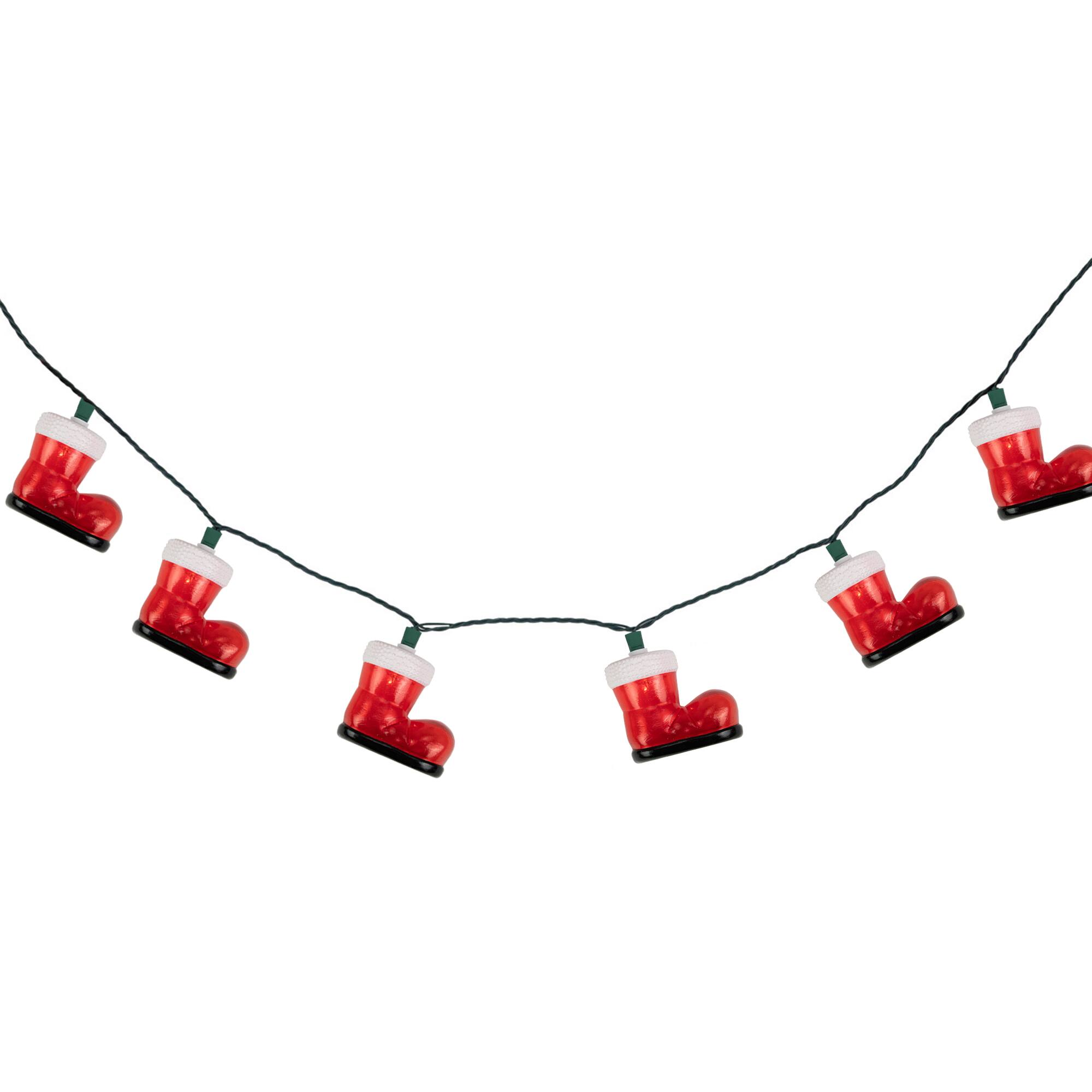 10-Count Santa's Boots Christmas Light Set  7.5ft Green Wire