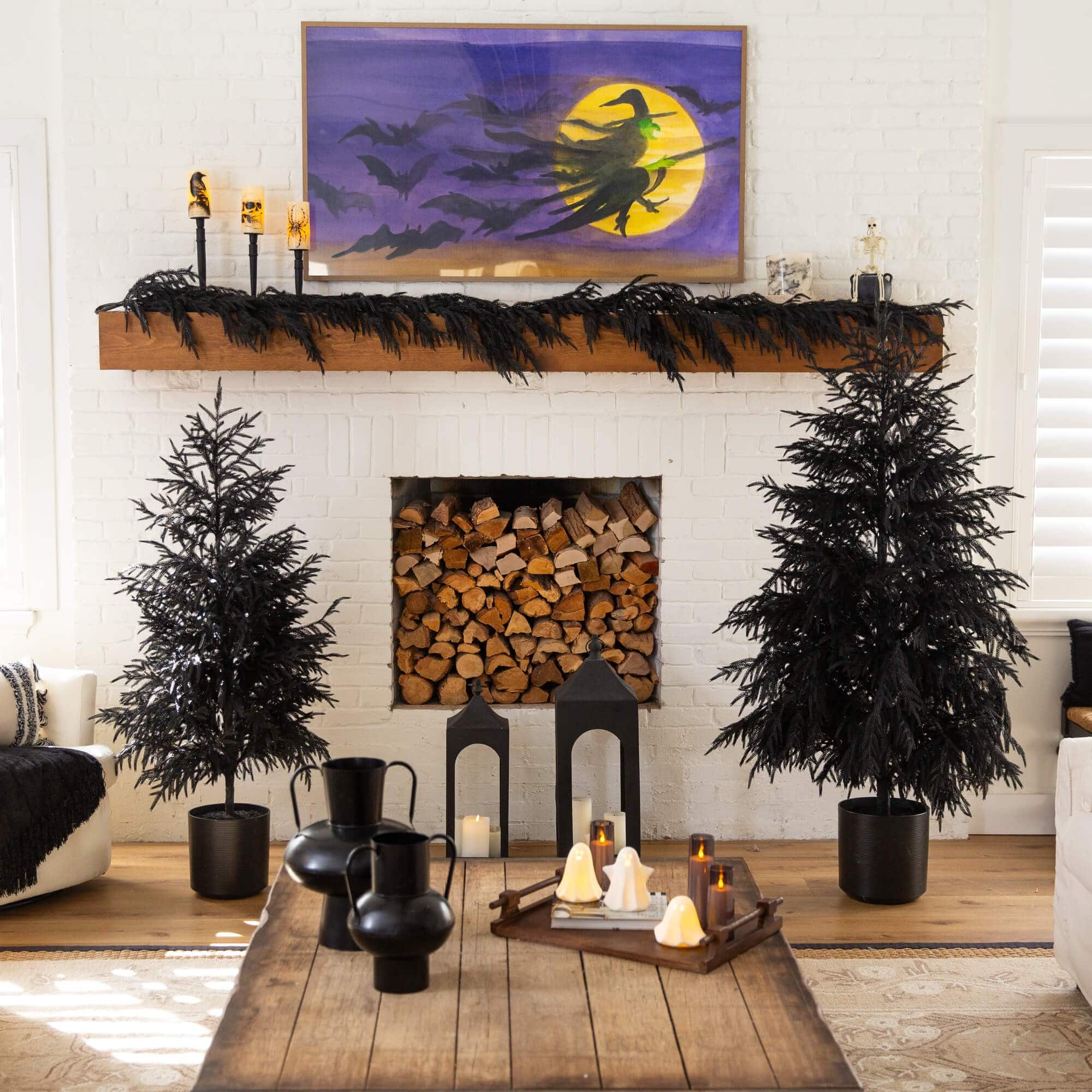 6ft. Artificial Halloween Real Touch Black Norfolk Pine Christmas Tree with Natural Look