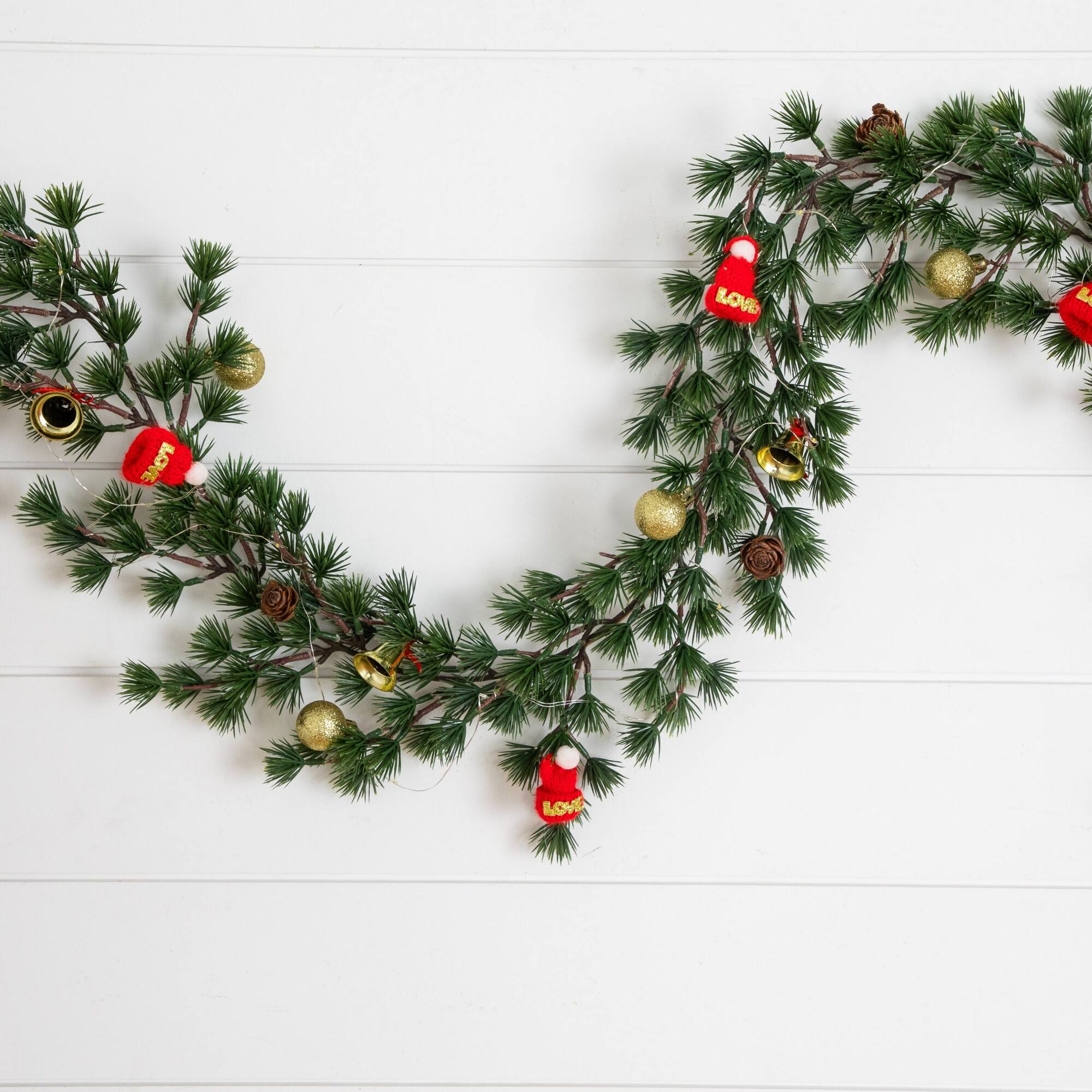 Nearly Natural 6ft. Pre-Lit LED & Ornaments Artificial Christmas Garland