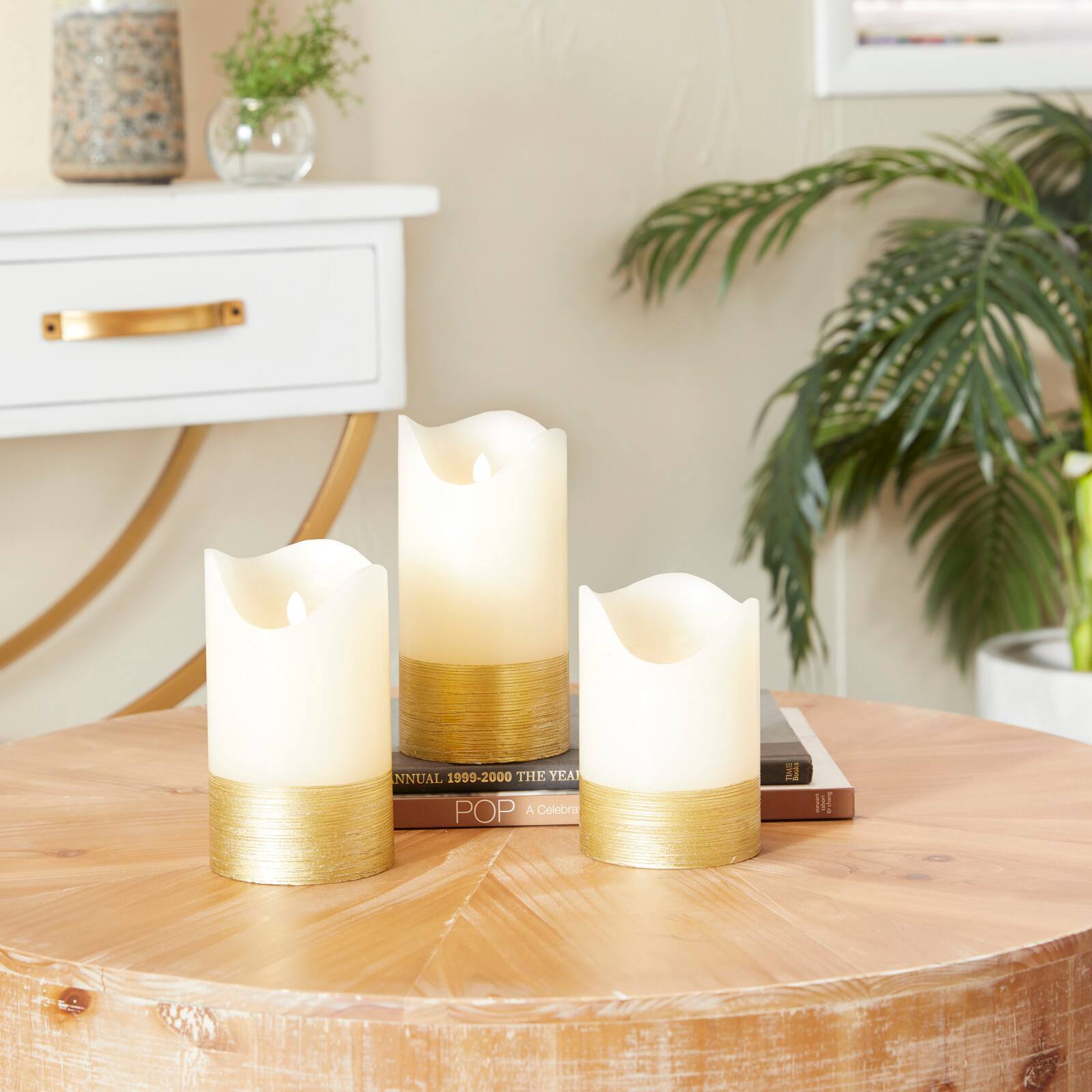 White Traditional Flameless Candle Set