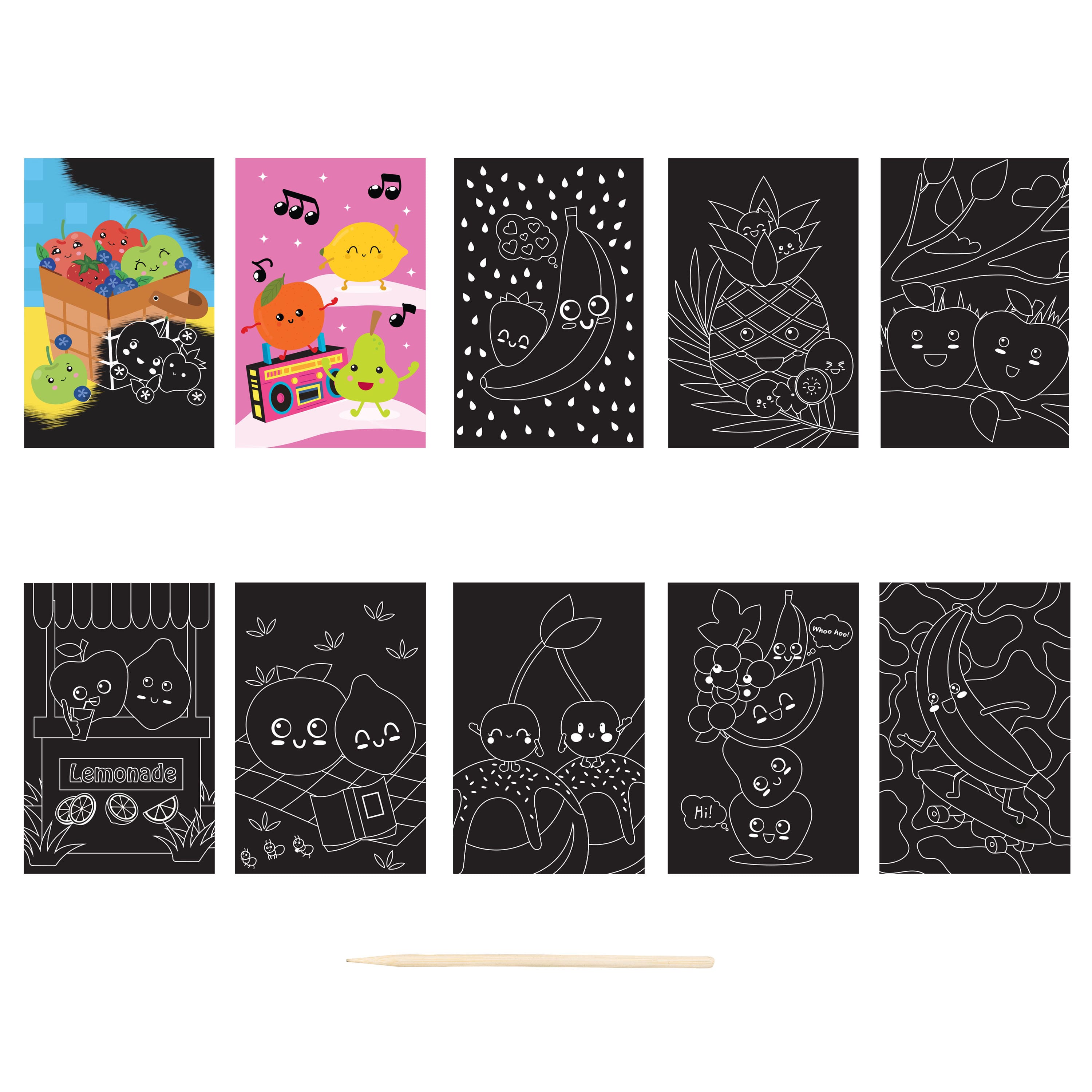 Little Yellow Bicycle® Picnic Basket Mini Scratch Art Pad Kit