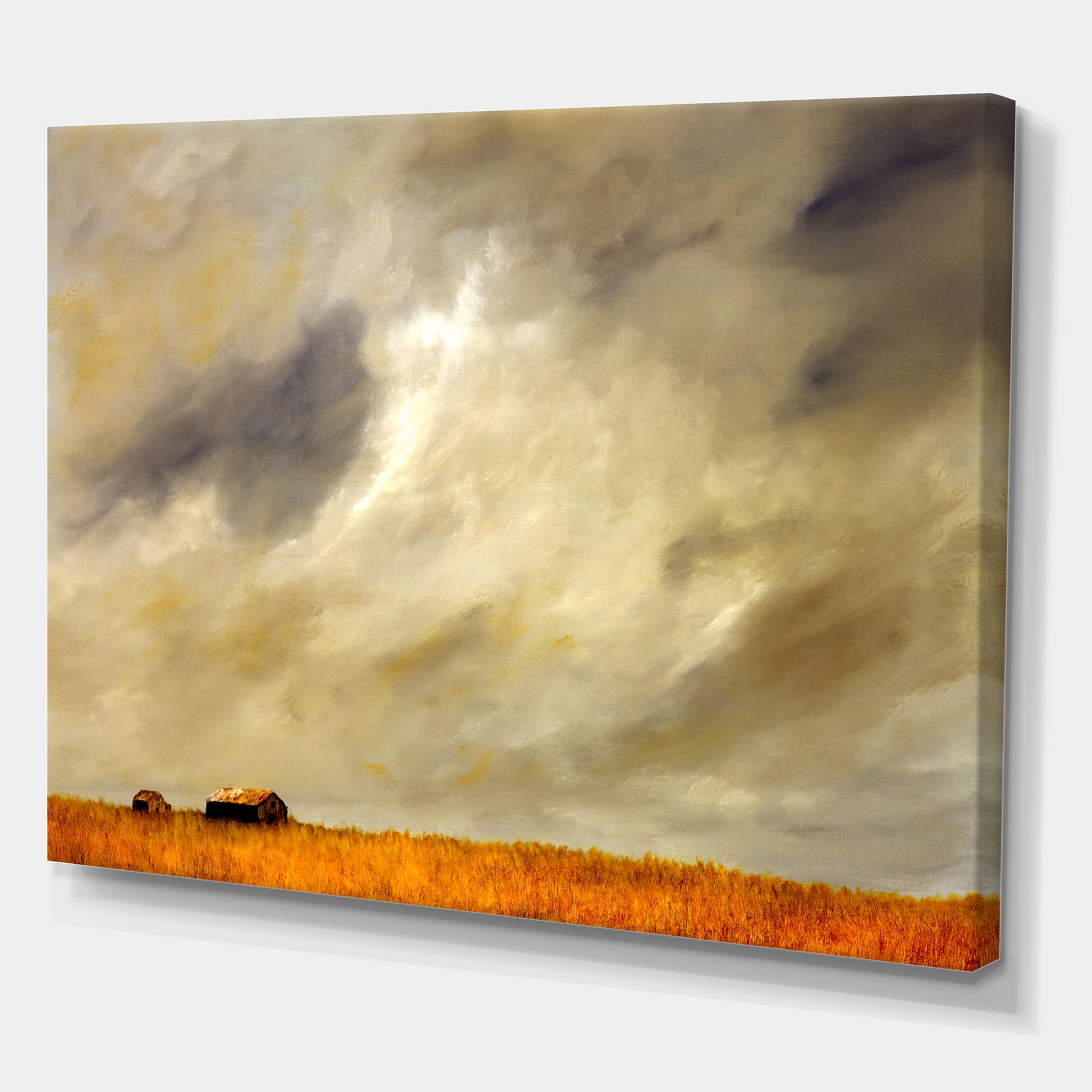 Designart - Desert Farmhouse Under Cloudy Sky in Washington I