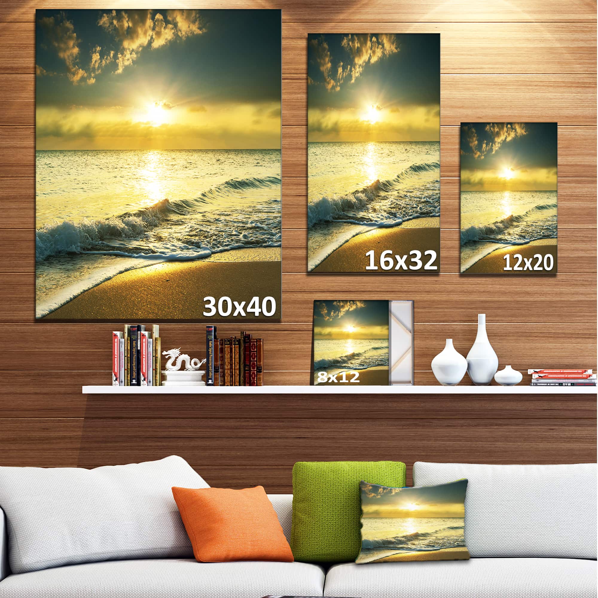 Designart - Yellow Sunlight over Crystal Waters - Seascape Canvas Art Print