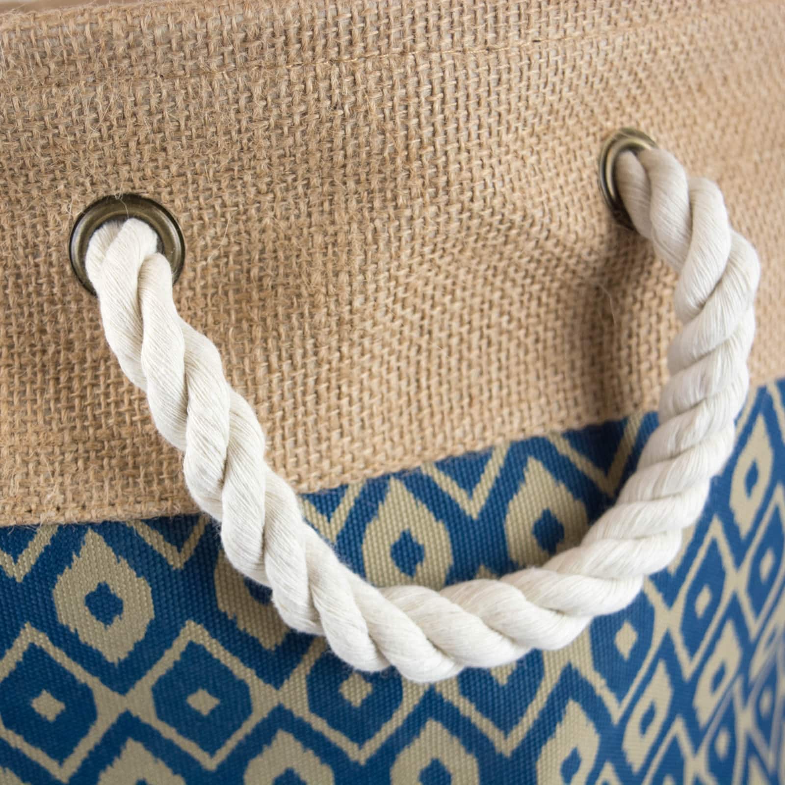 DII® 12" Blue Ikat Round Burlap Bin