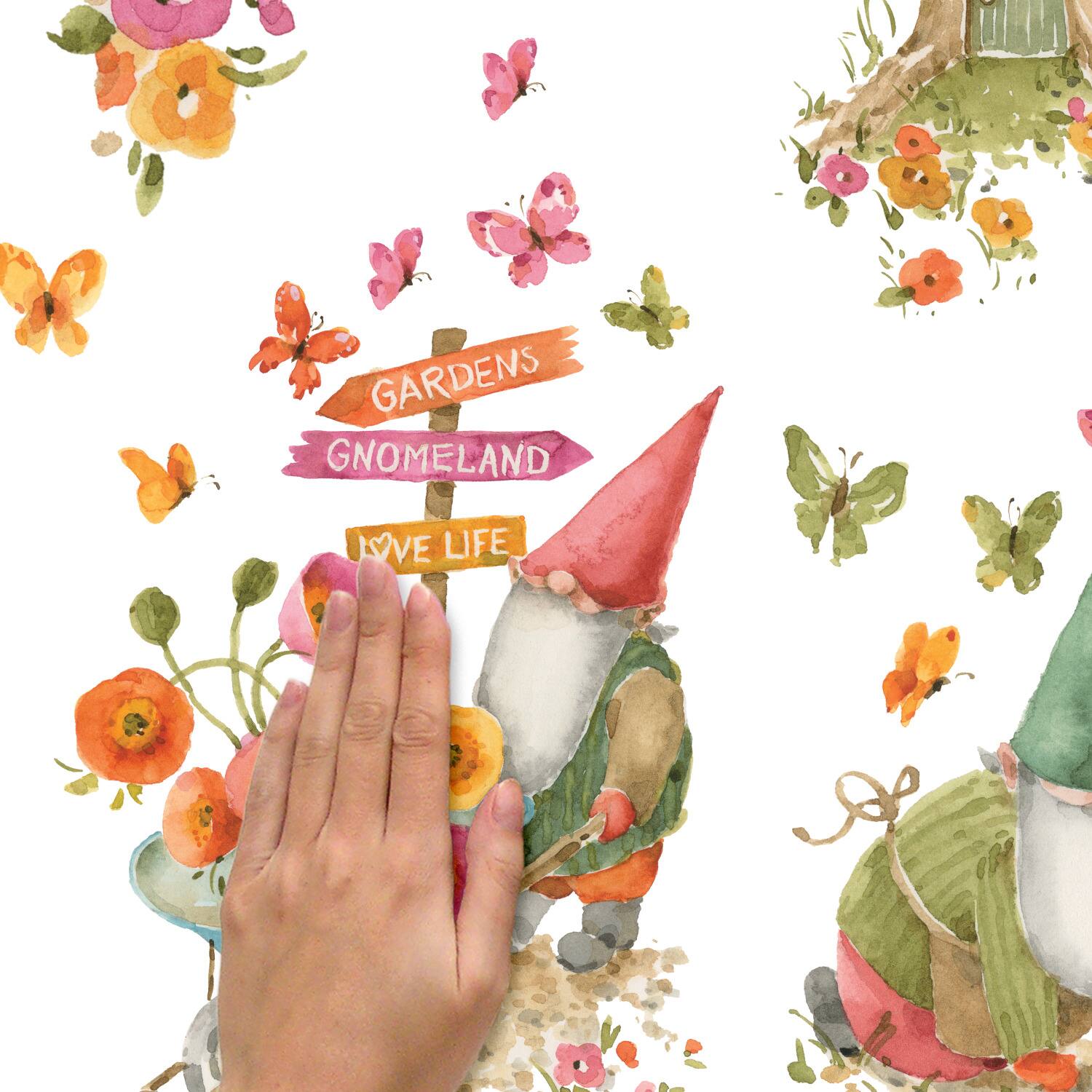 RoomMates Lisa Audit Garden Gnomes Peel & Stick Wall Decal Set