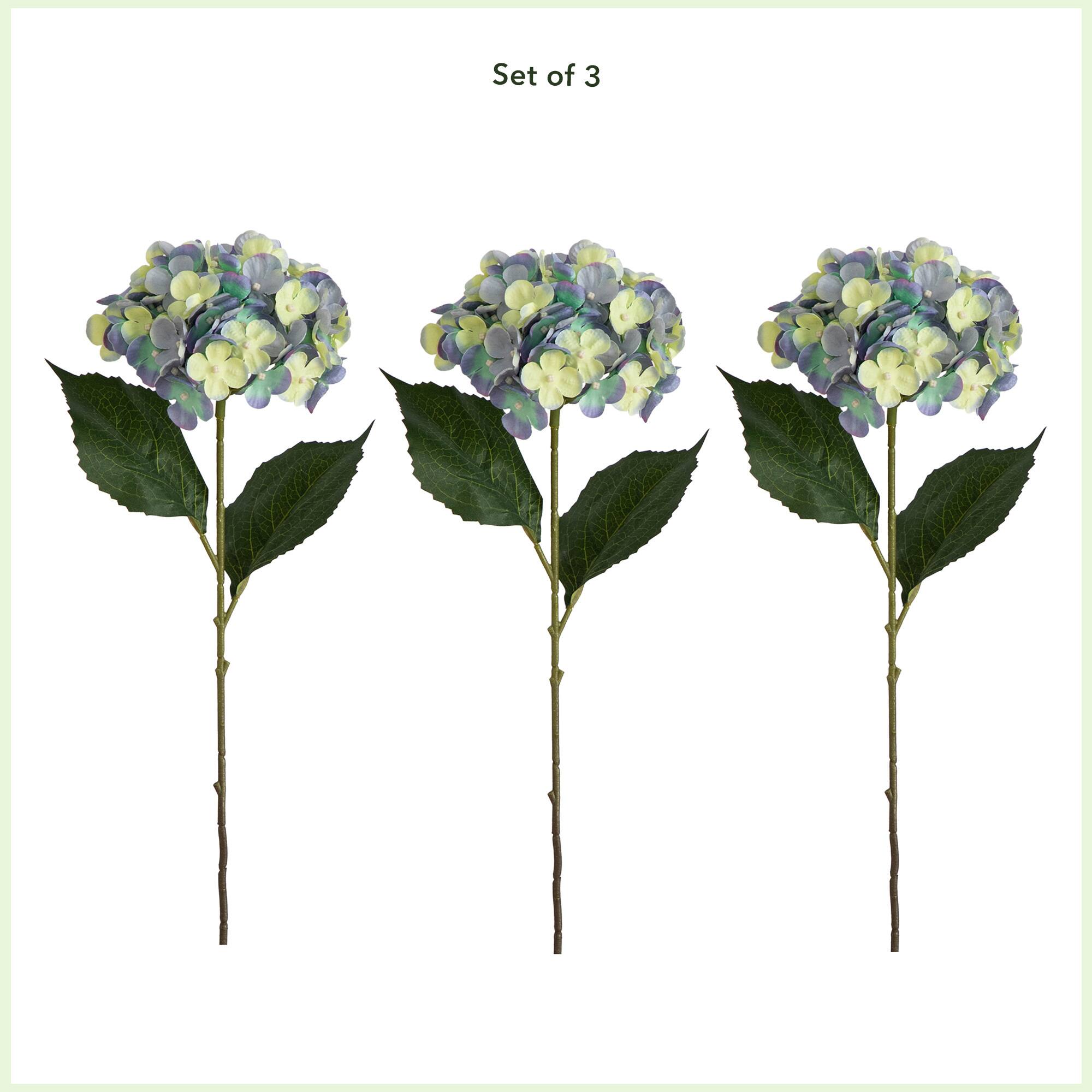 20" Blue Hydrangea Flower Stems, 3ct.