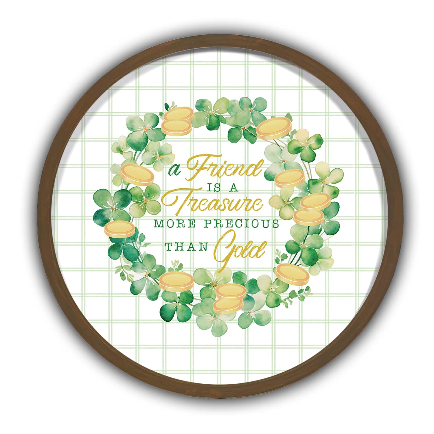 Friend Is More Precious than Gold Round Brown Framed Print