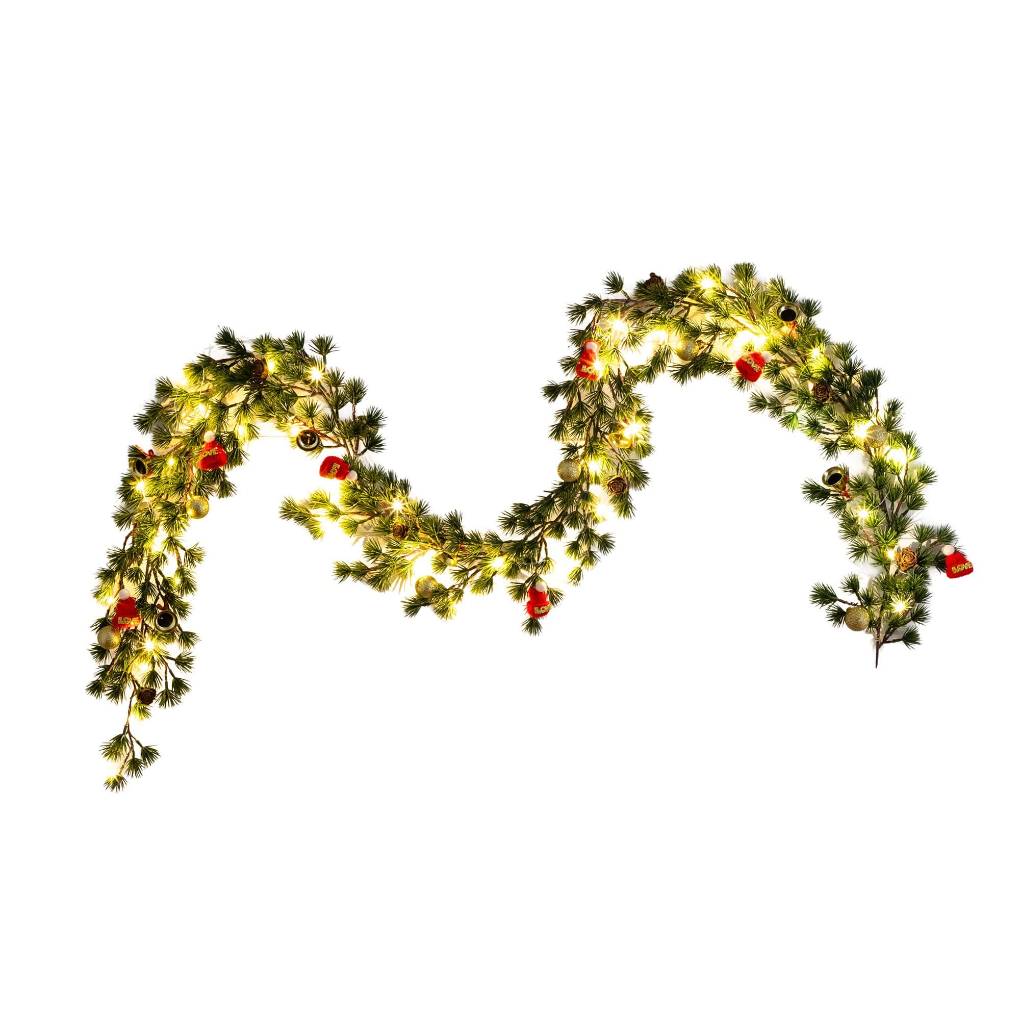 Nearly Natural 6ft. Pre-Lit LED & Ornaments Artificial Christmas Garland