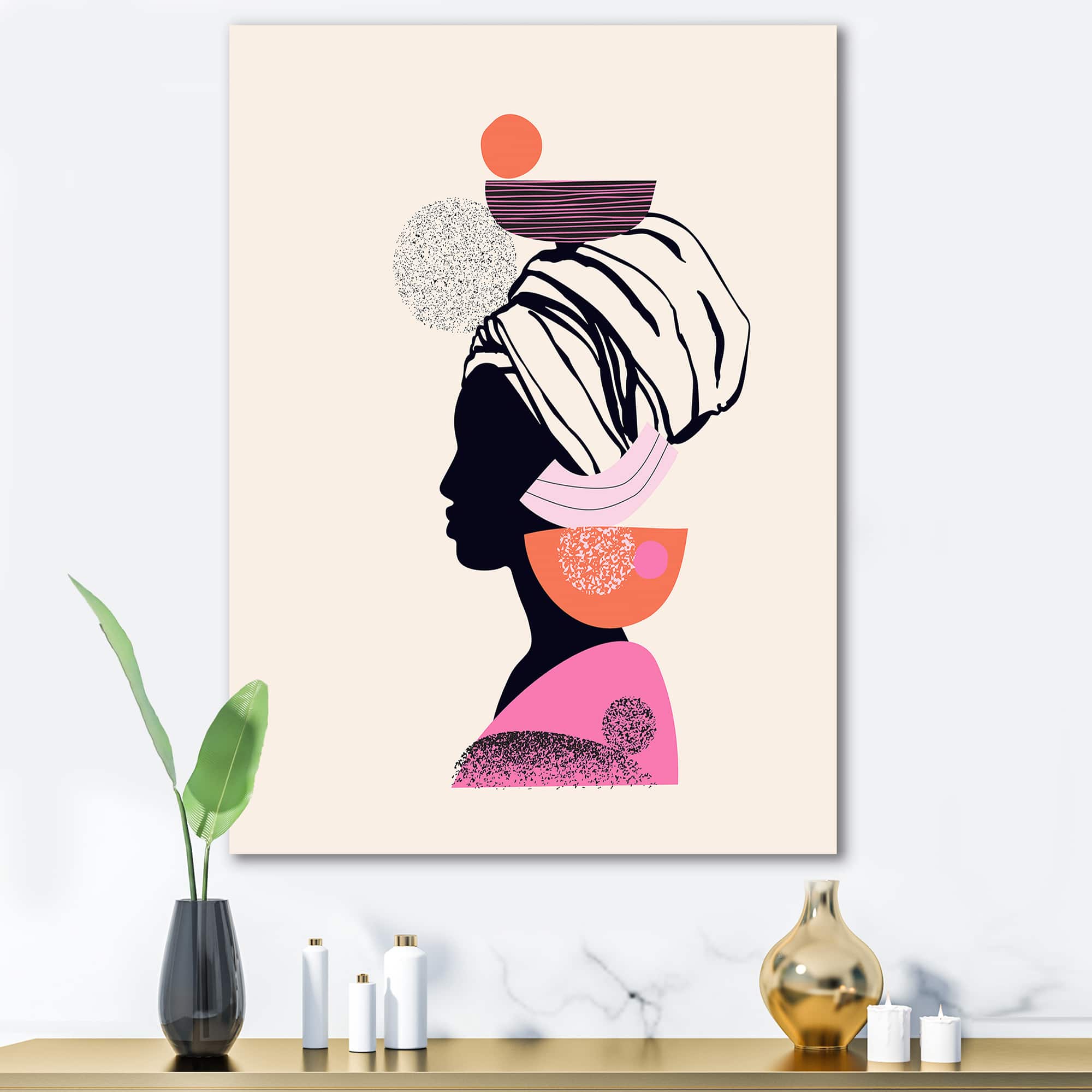 Designart - Ethnic Portrait of African American Woman - Modern Canvas Wall Art Print