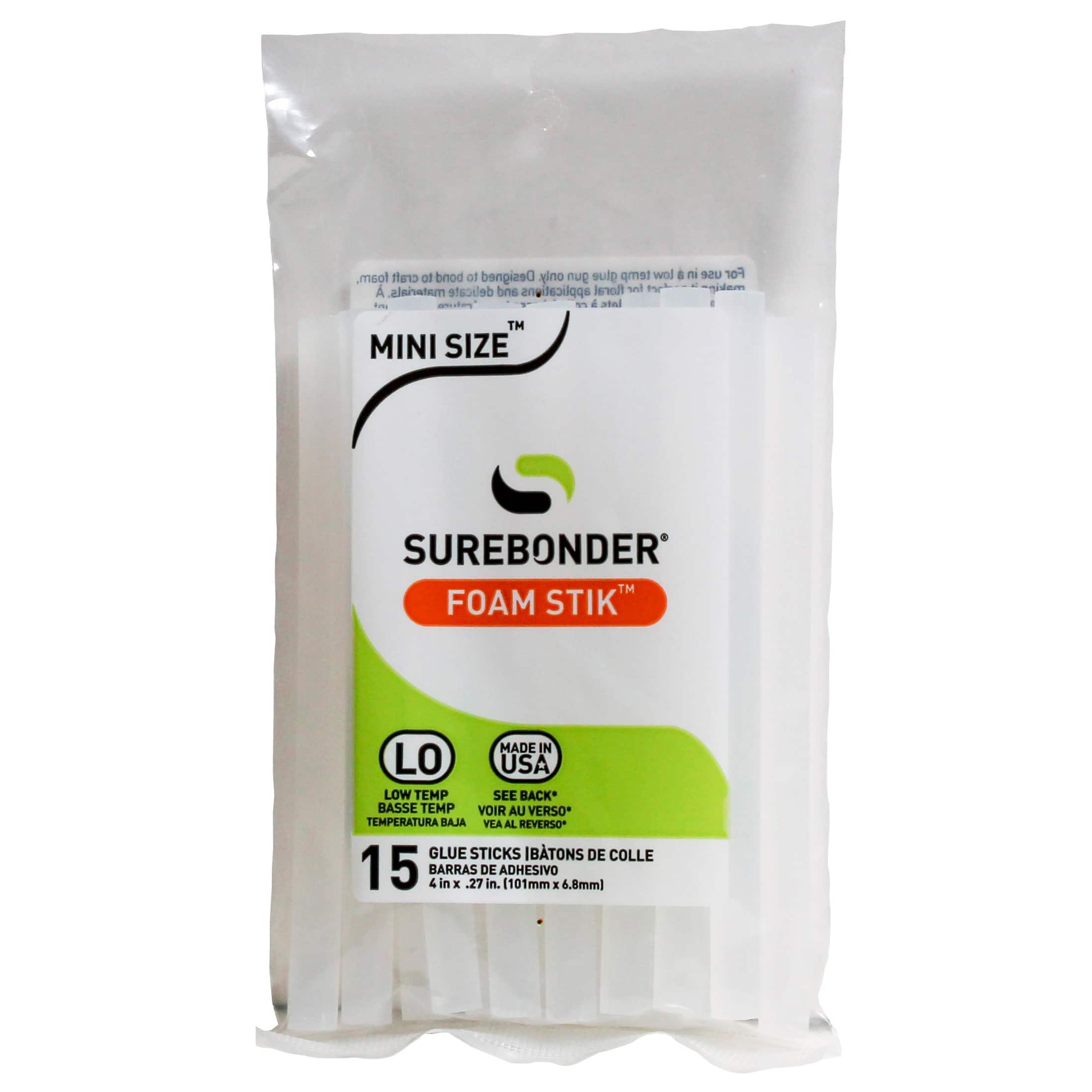 Surebonder® 4" Clear Low Temperature Foam Mini Glue Sticks, 15ct.