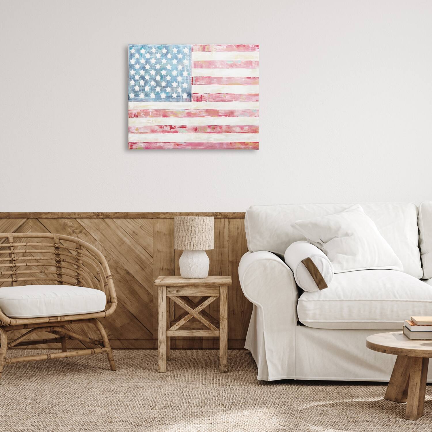 Stupell Industries Patriotic Brushed Flag Canvas Wall Art