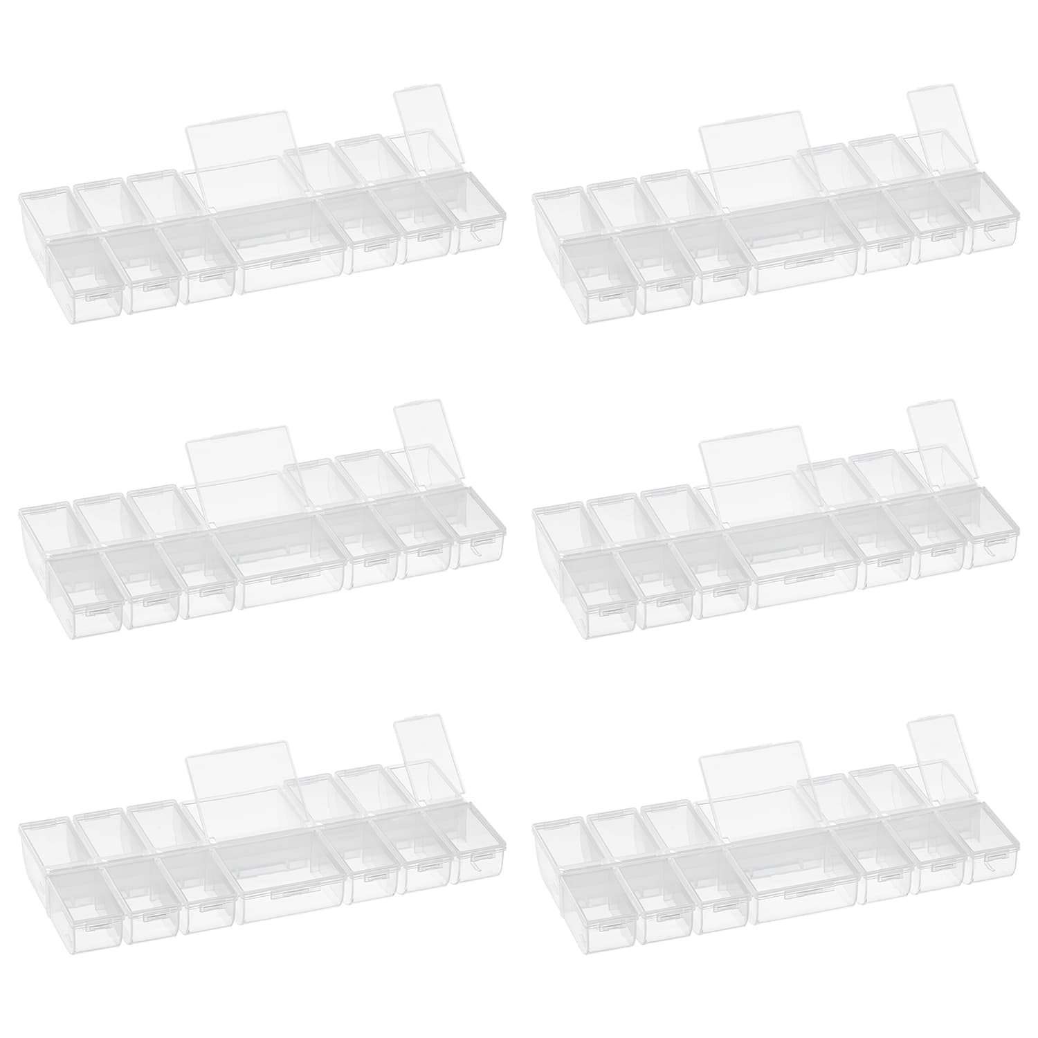 6 Pack: Clear 14-Compartment Flip Top Bead Organizer by Bead Landing™