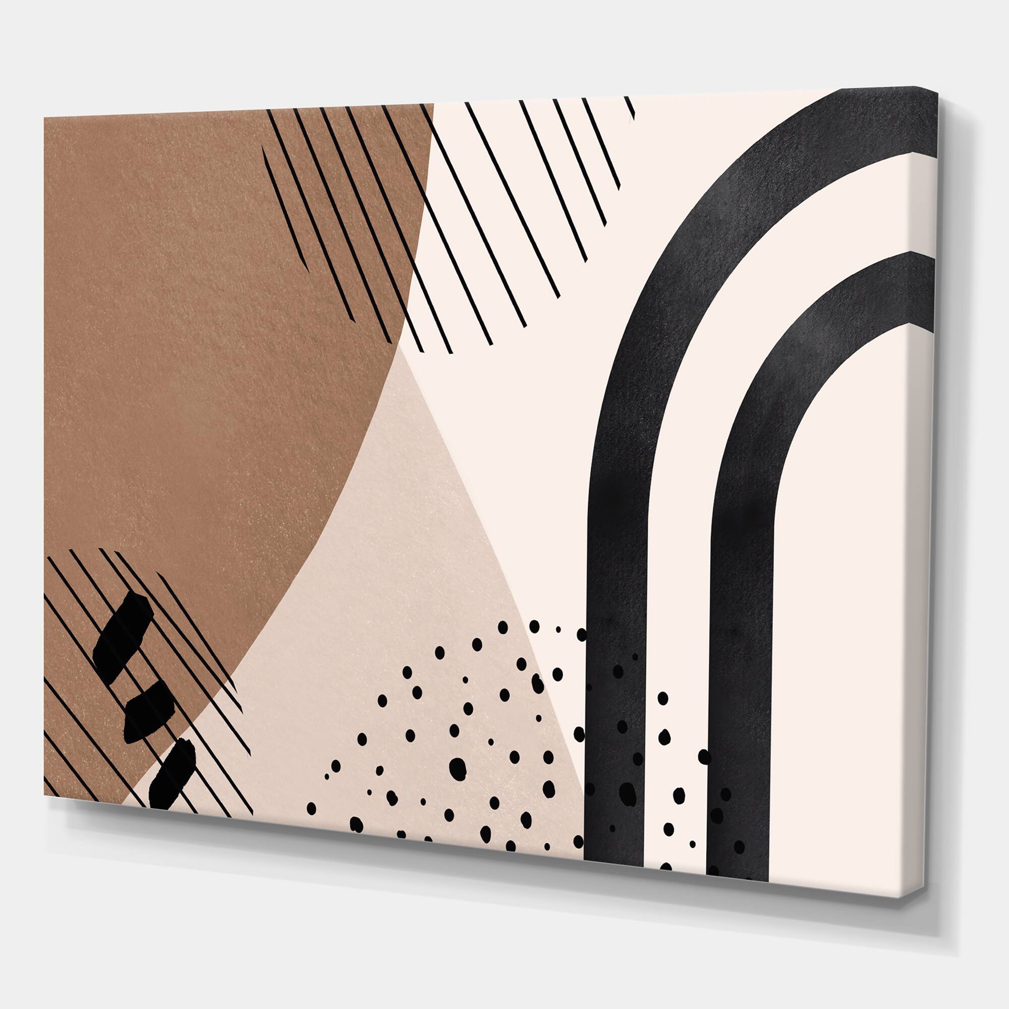 Designart - Abstract Shapes in Terracotta and Ivory Shapes I - Modern Canvas Wall Art Print