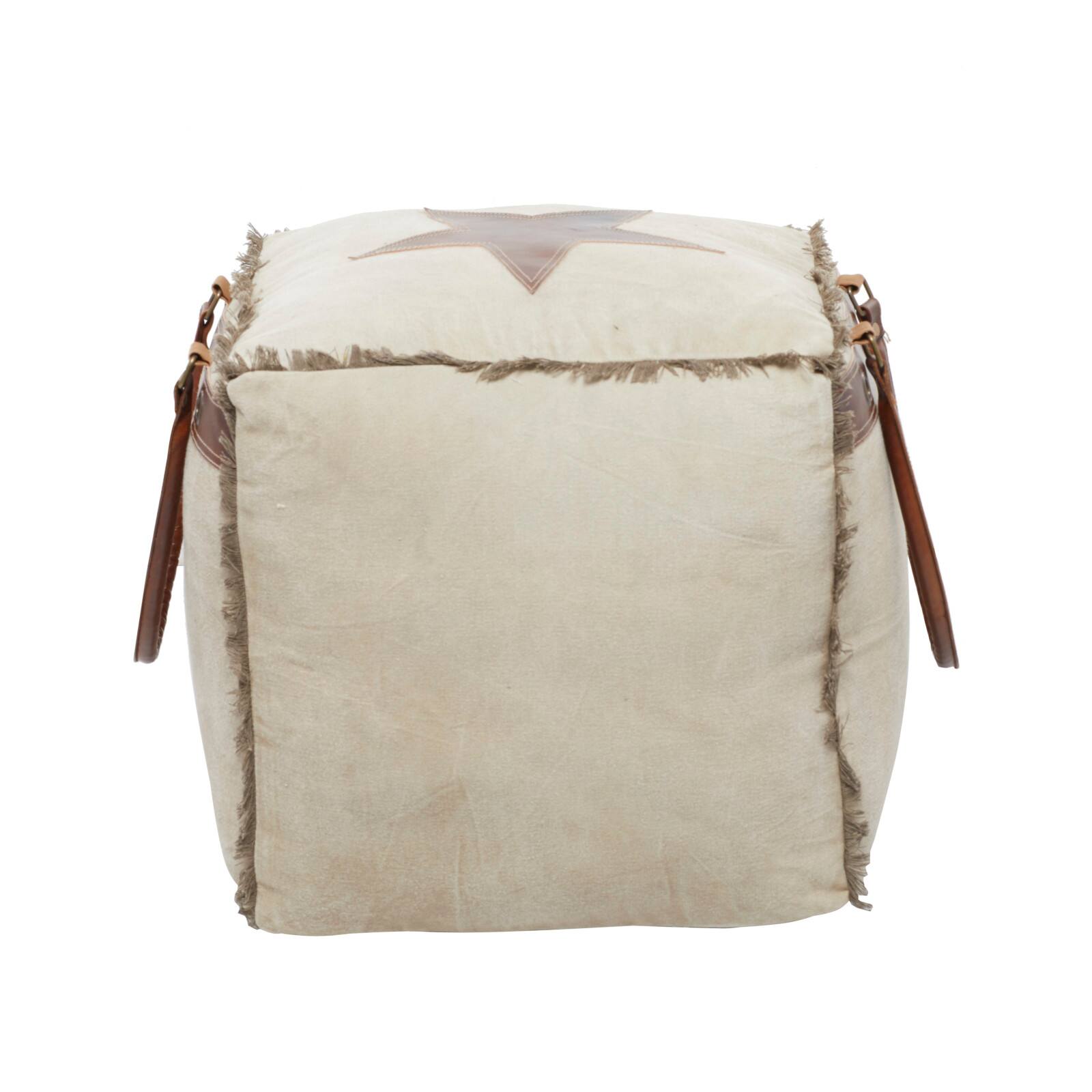 Brown Canvas Rustic Stool, 19" x 20" x 20"