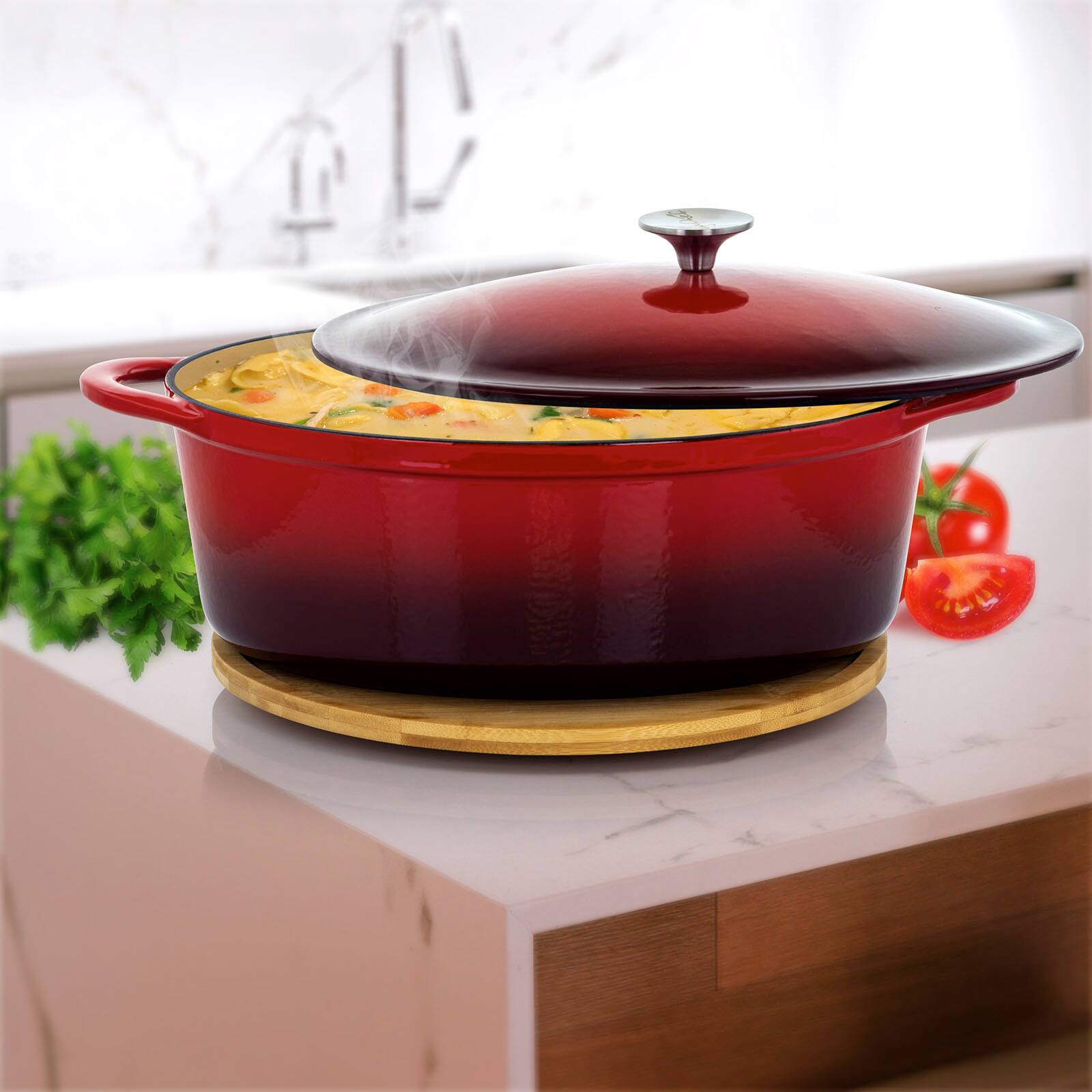 MegaChef 7qt. Oval Enameled Cast Iron Casserole