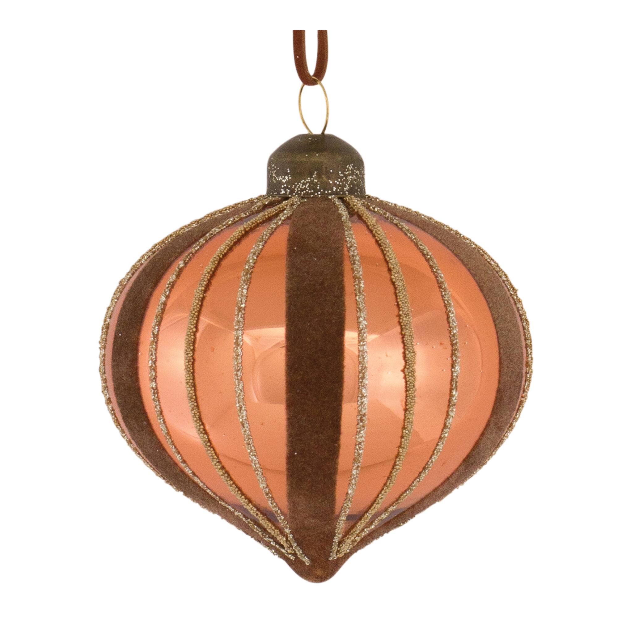 12ct. Glittery Copper Mixed Glass Holiday Ornaments