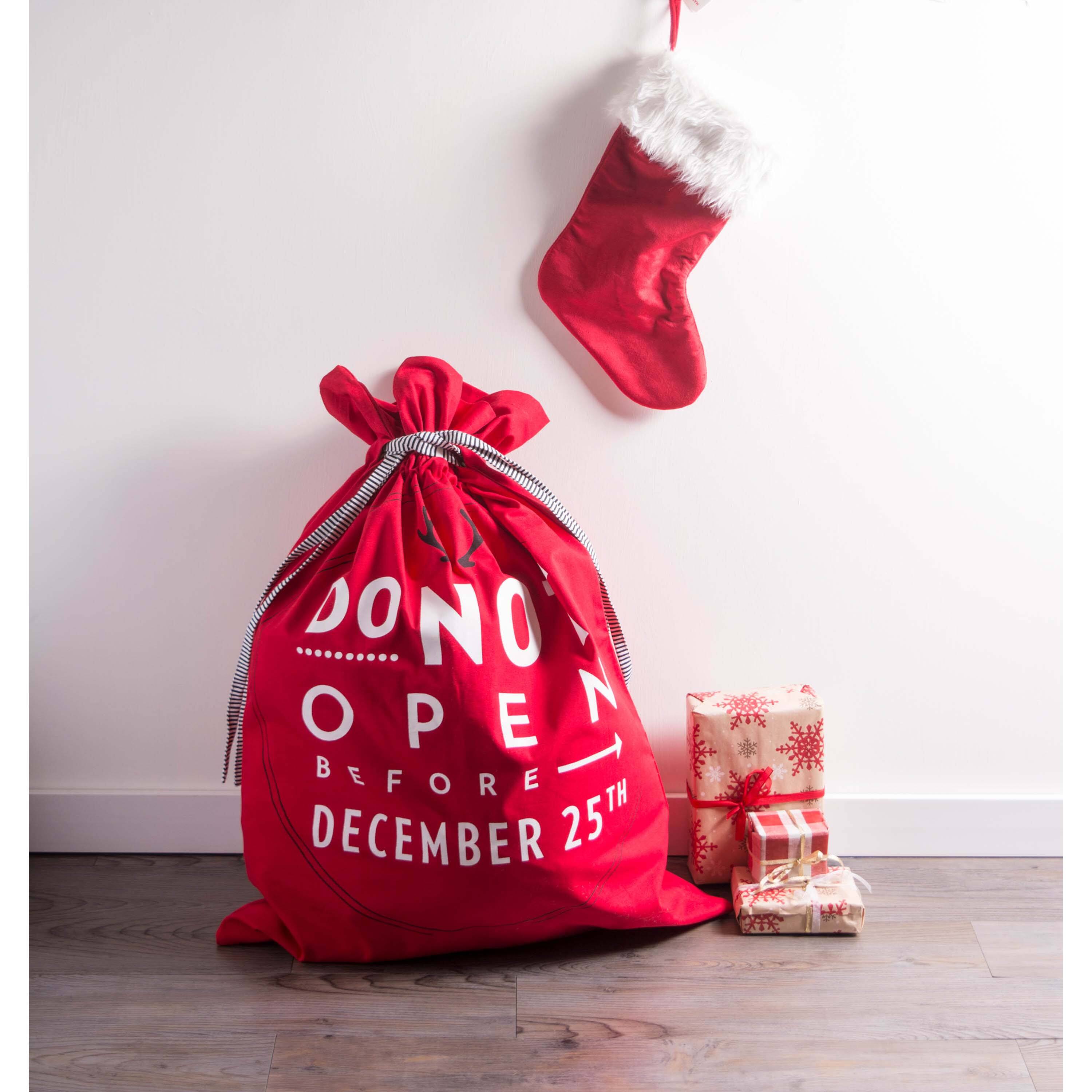 DII® Do Not Open Santa Drawstring Gift Bag