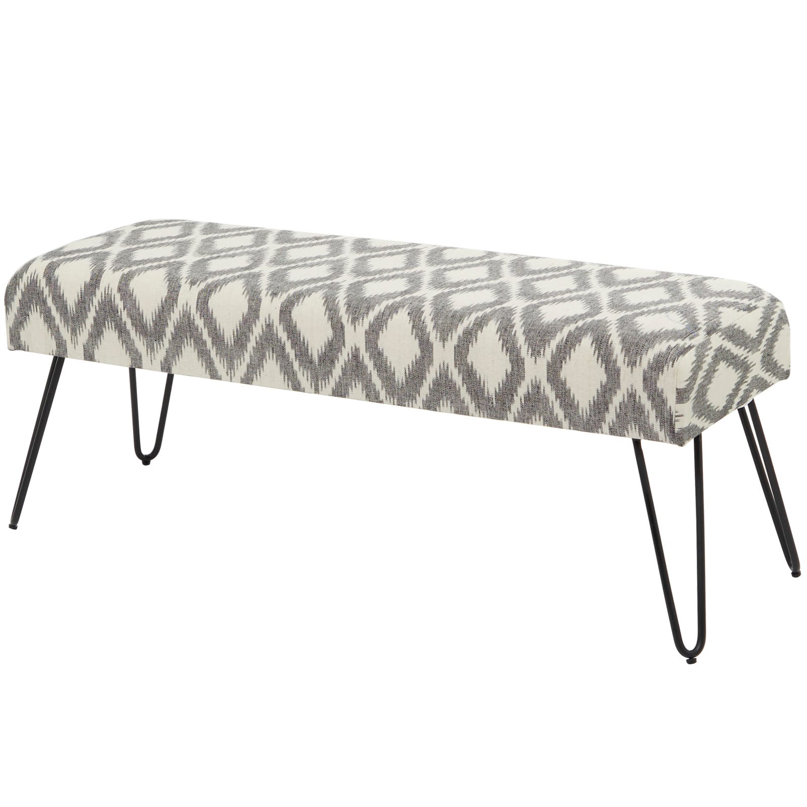 47" Gray Metal Diamond Bench with Metal Hairpin Legs