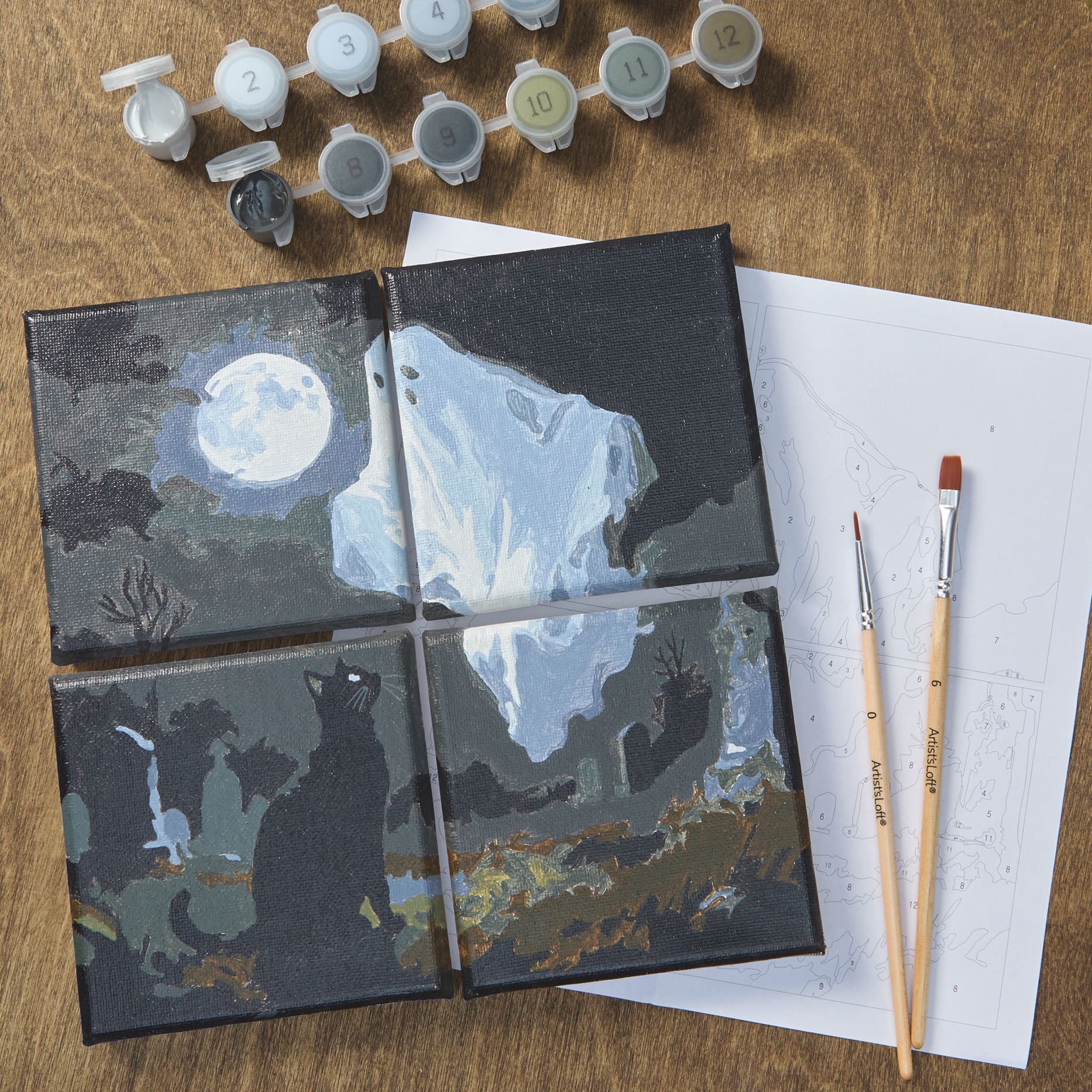 Black Cat & Ghost Paint-by-Number Gallery Mini Kit by Artist's Loft