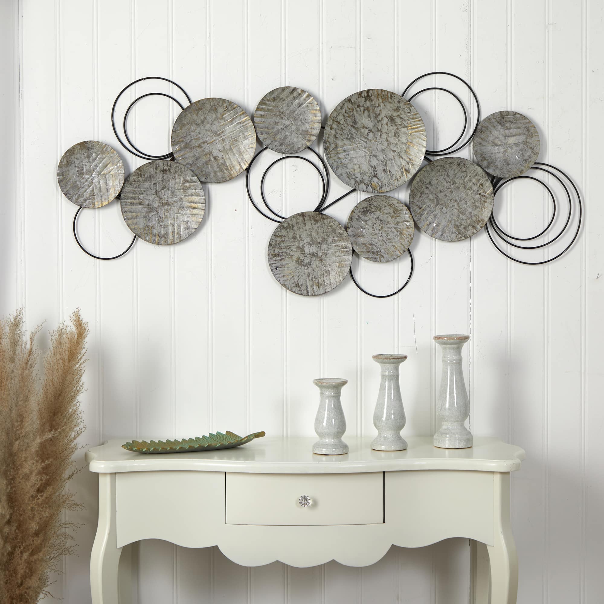 4.5ft. x 2ft. Galvanized Embossed Metal Discs Wall Art Decor