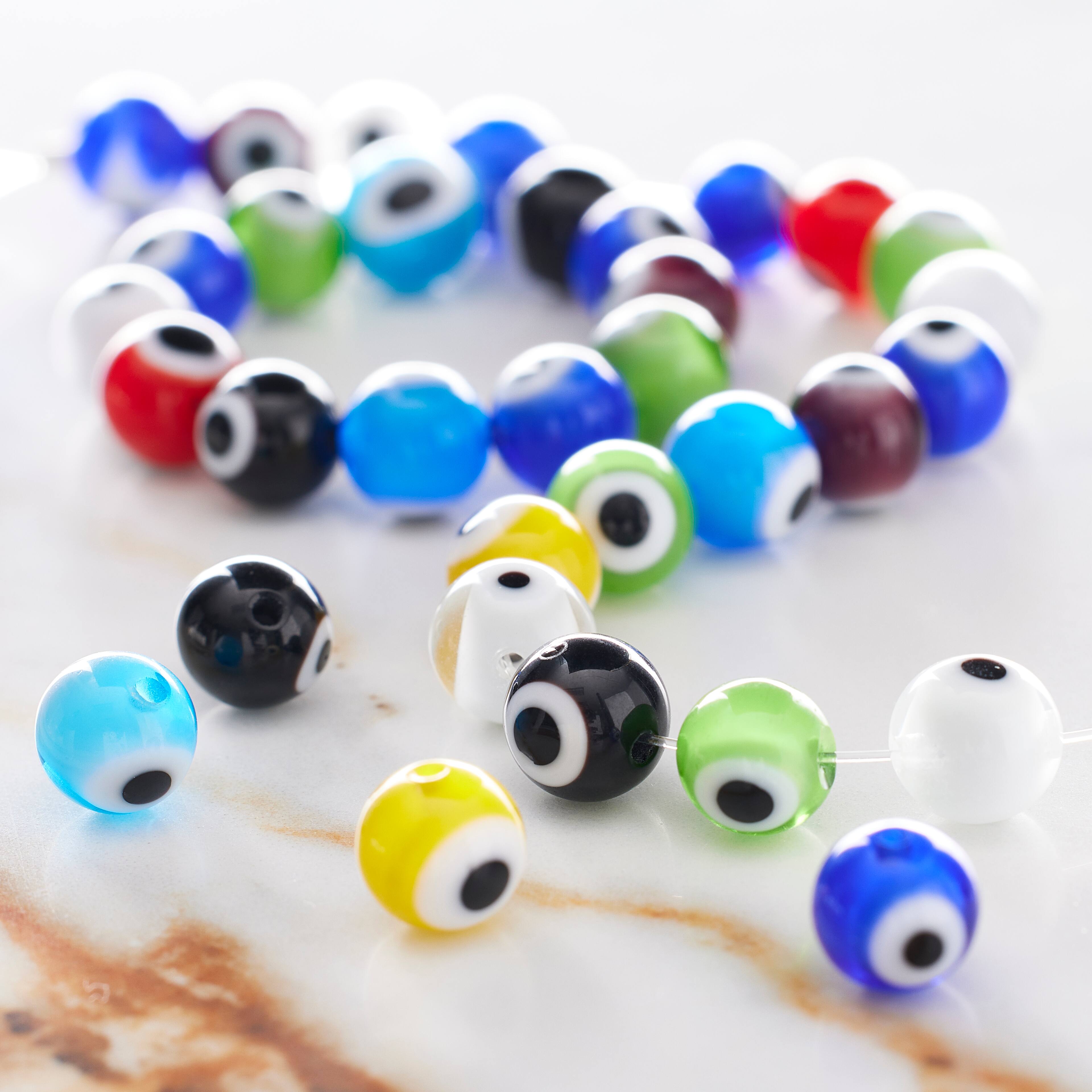 Multicolor Eyeball Glass Round Beads, 8mm by Bead Landing™