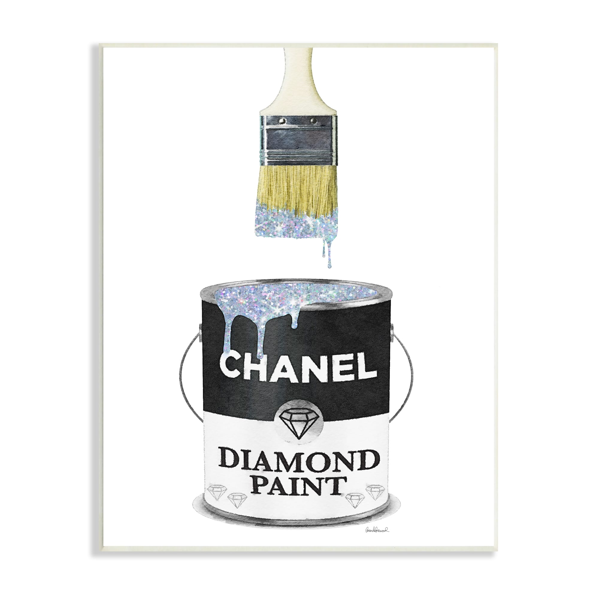 Stupell Industries Glam Pop Fashion Diamond Paint Deluxe Designer Black Wall Plaque
