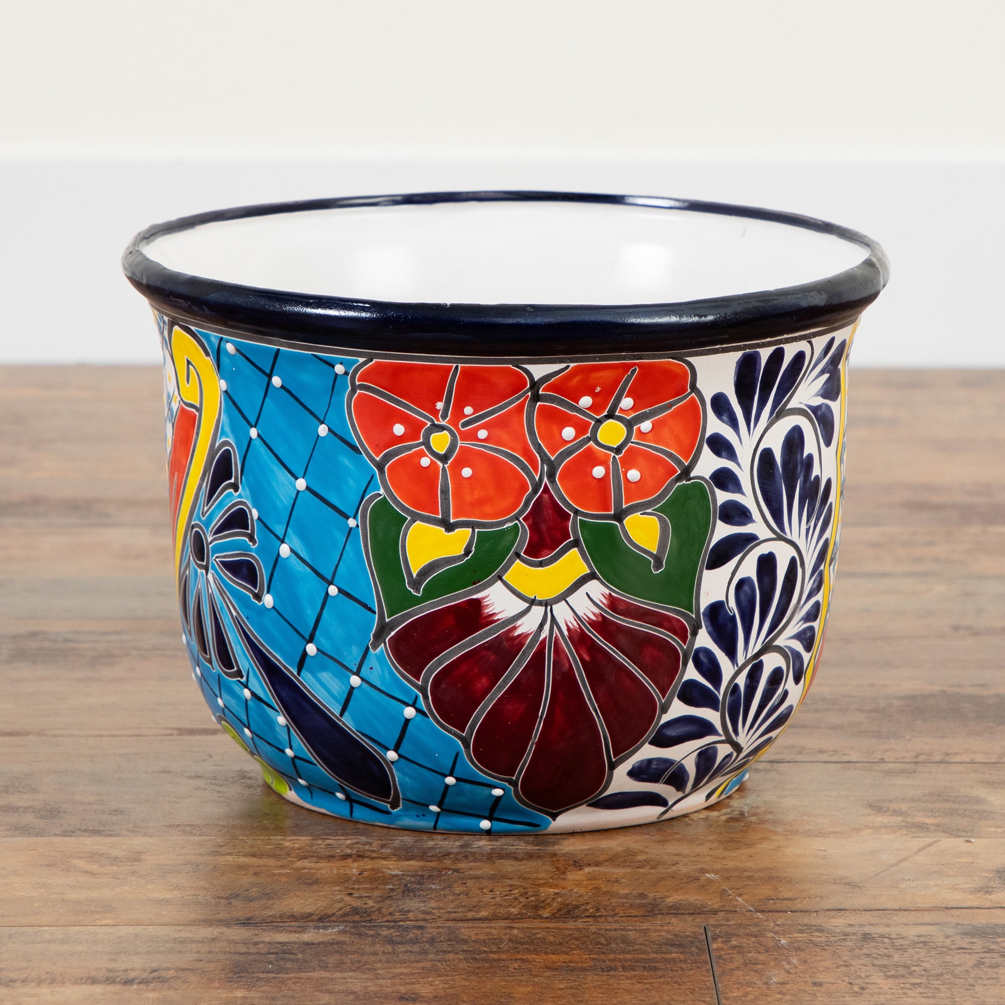 12.5" Handmade Mexican Talavera Ceramic Planter