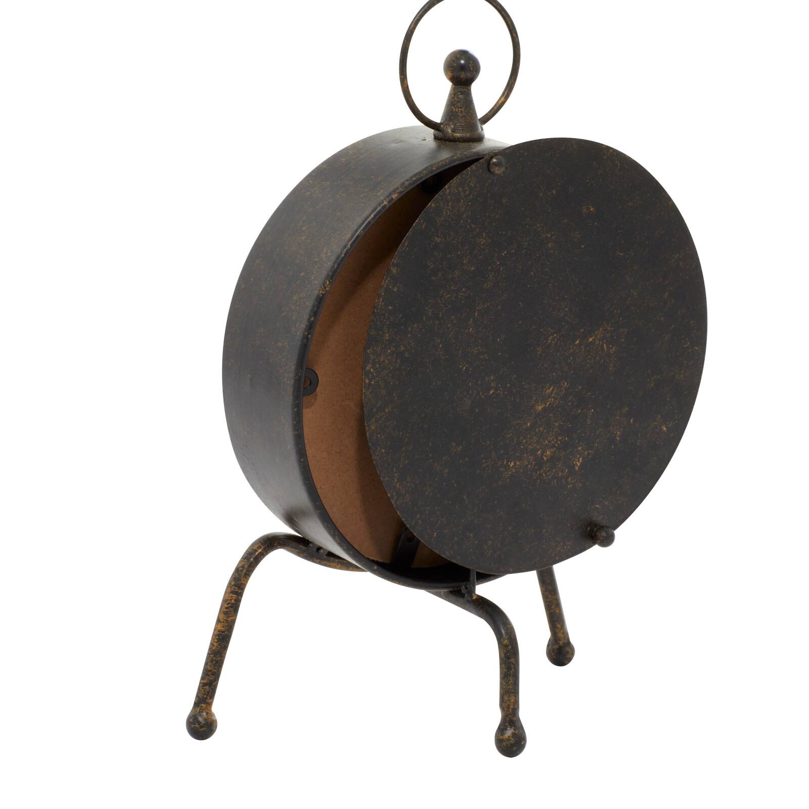 11" Brown Metal Contemporary Table Clock