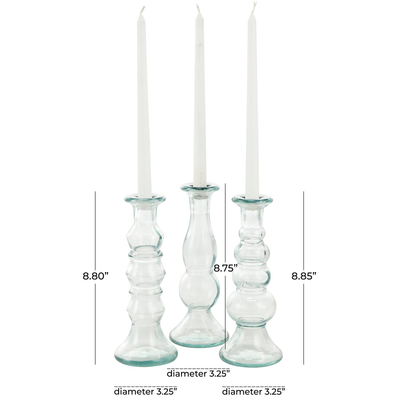 Clear Recycled Glass Candle Holder Set