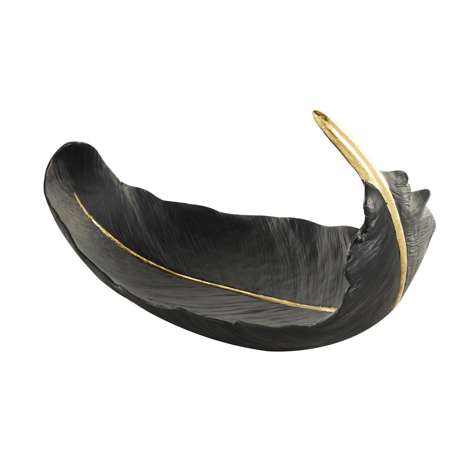 CosmoLiving by Cosmopolitan 13" Black Feather Decorative Bowl