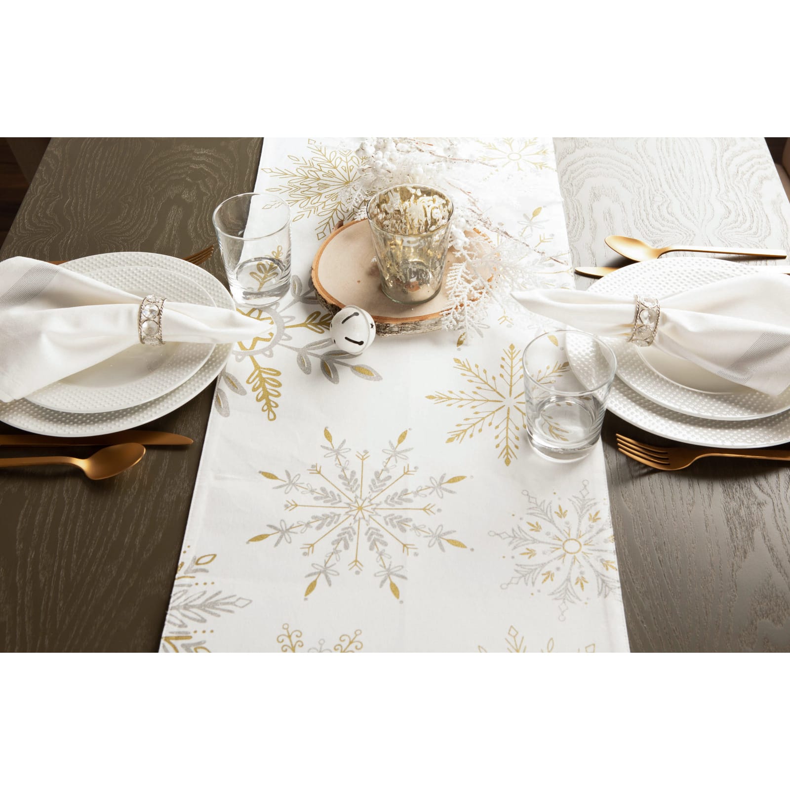 DII® 108" Snowflake Sparkle Printed Table Runner