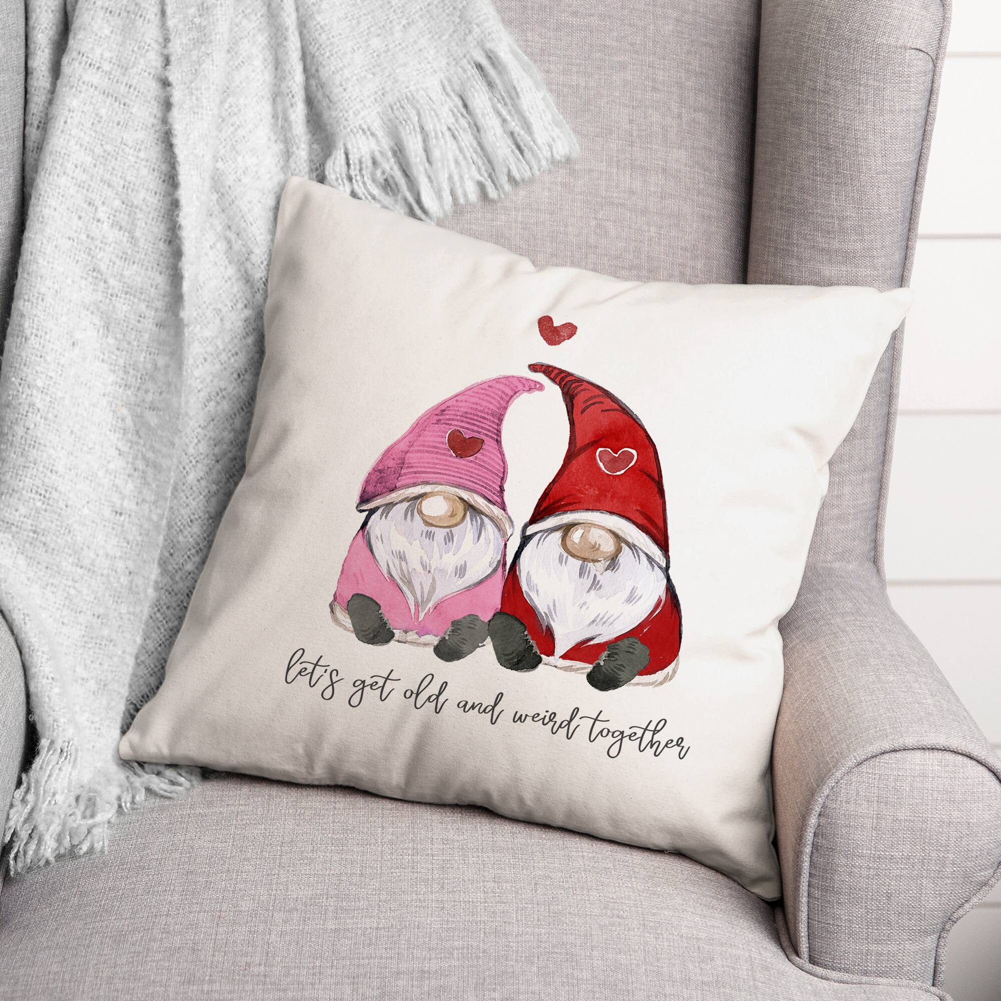 Get Old And Weird Together Throw Pillow, 18" x 18"
