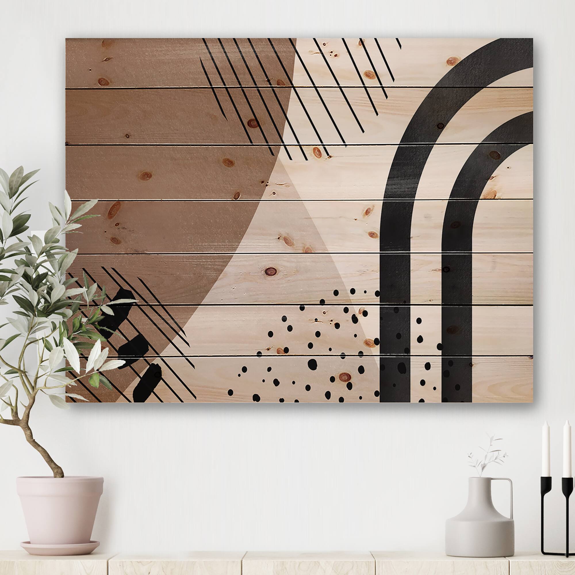 Designart - Abstract Shapes in Terracotta and Ivory Shapes I