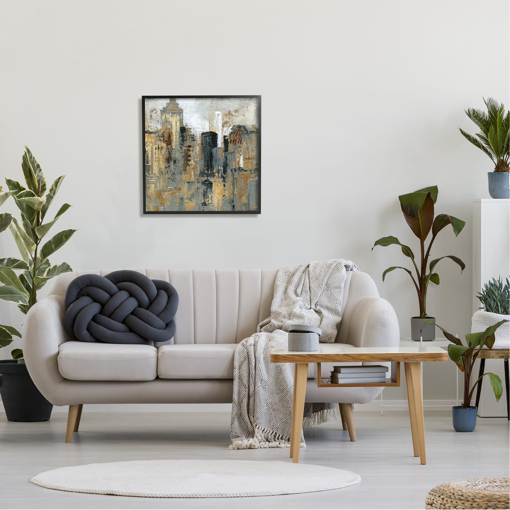 Stupell Industries Abstract Cityscape Urban Buildings Framed Giclee Art