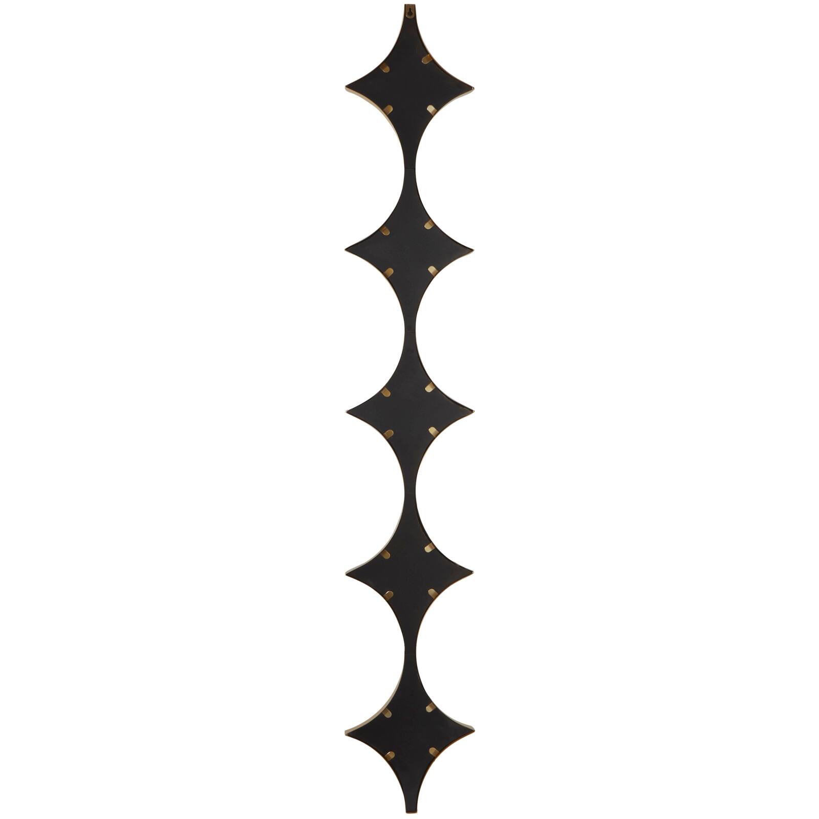 Gold Metal Slim Stacked Chain 5 Layer Wall Mirror with Diamond Pattern 10" x 1" x 59"
