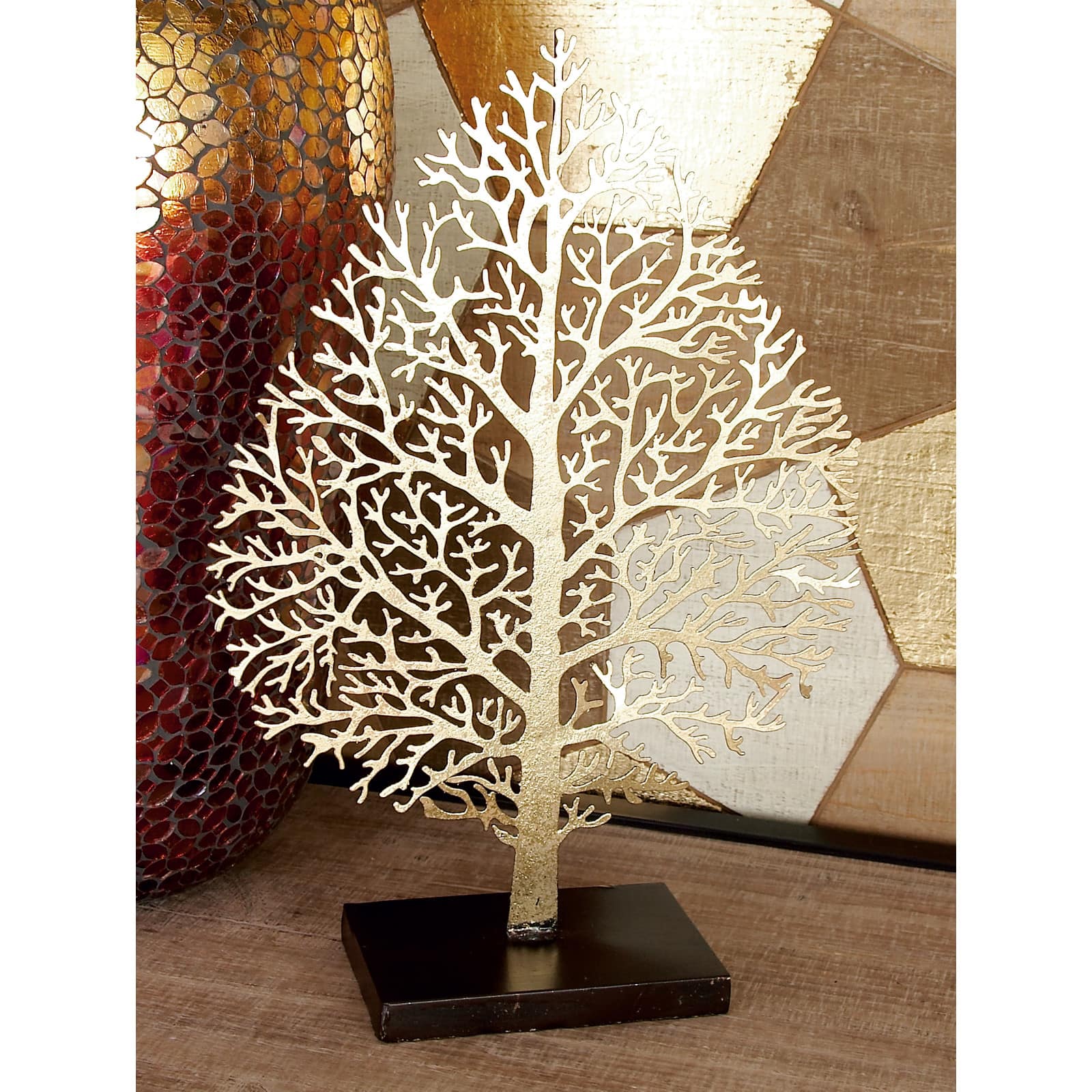 16" Gold Metal Traditional Nature Sculpture