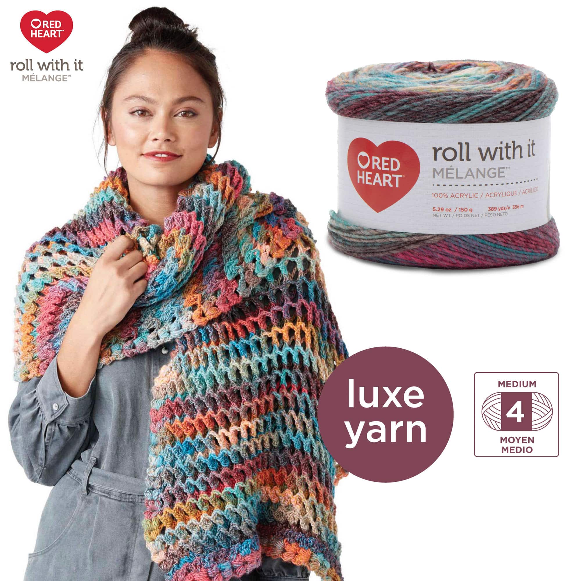 3 Pack Red Heart® Roll With It Melange™ Yarn