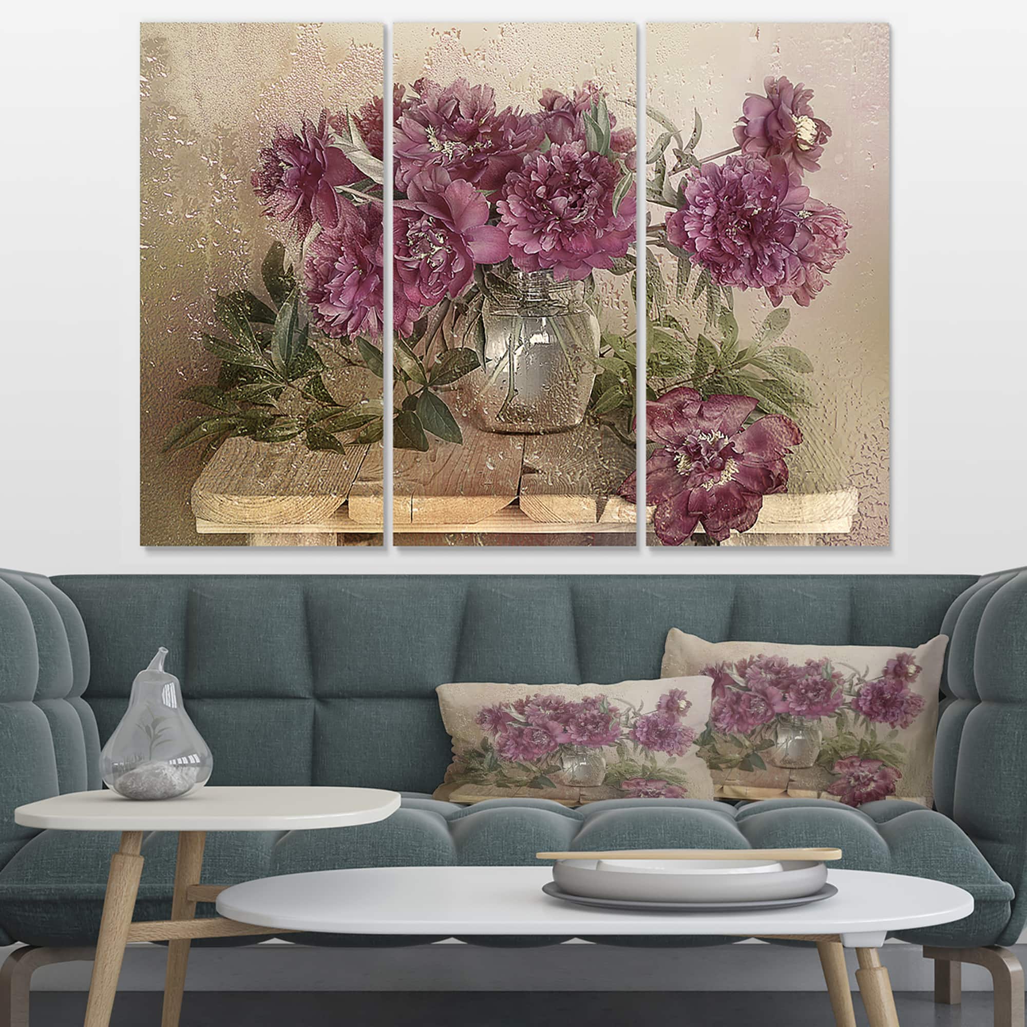 Designart - Bouquet of Pink Peonies - Floral Art Canvas Print