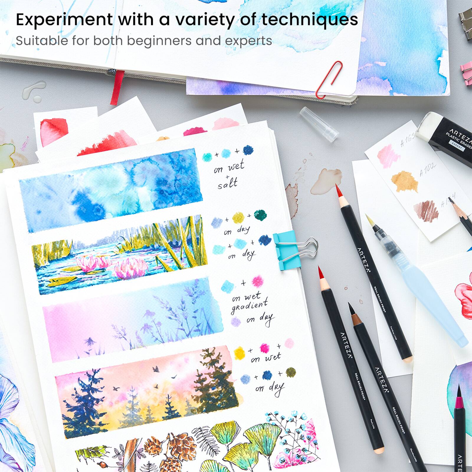 Arteza® Real Brush Pens® Bright Tones & Water Brush Set