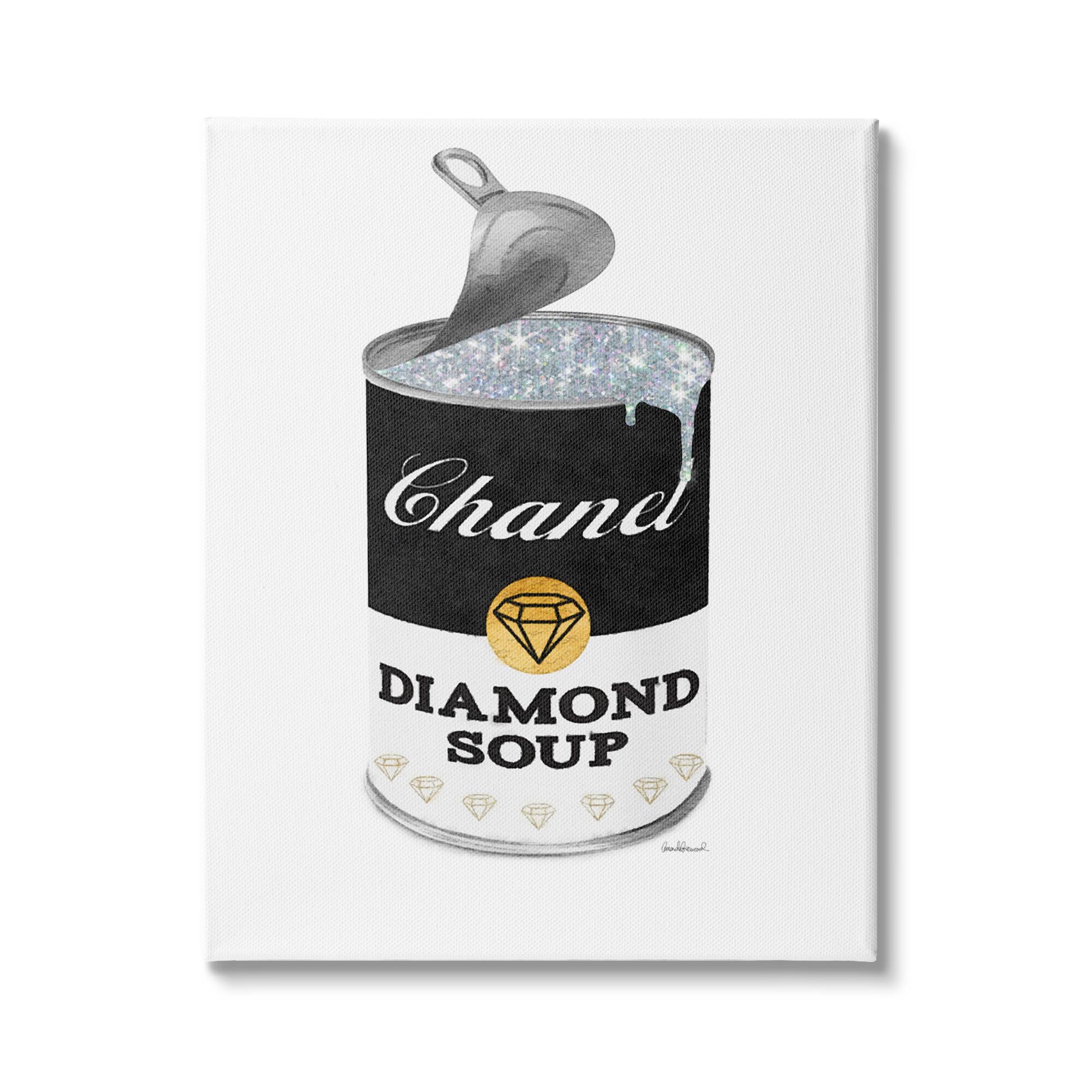 Stupell Industries Traditional Condensed Soup Can Glam Fashion Pop Black Canvas Wall Art
