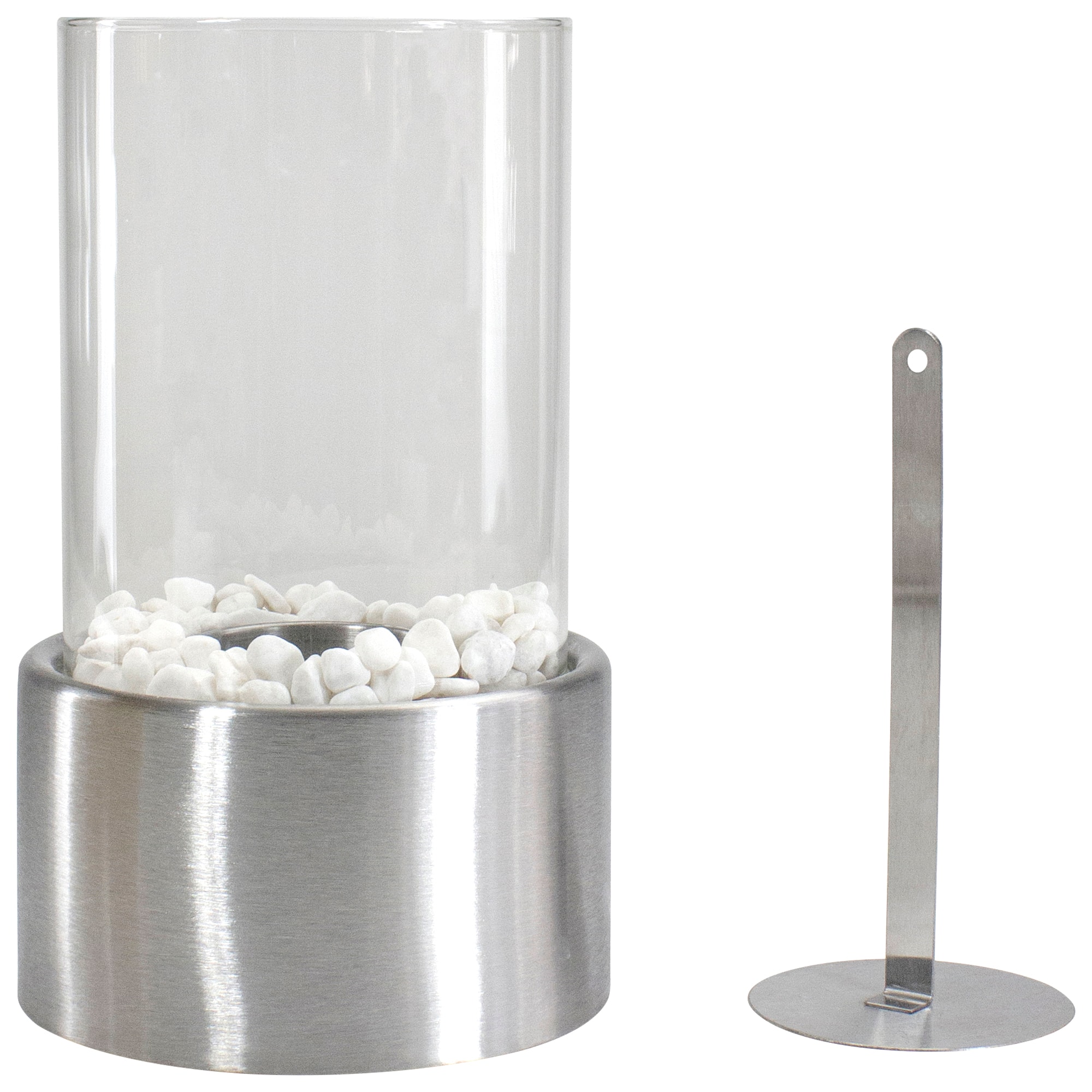 10.5" Bio Ethanol Round Portable Tabletop Fireplace with Silver Base