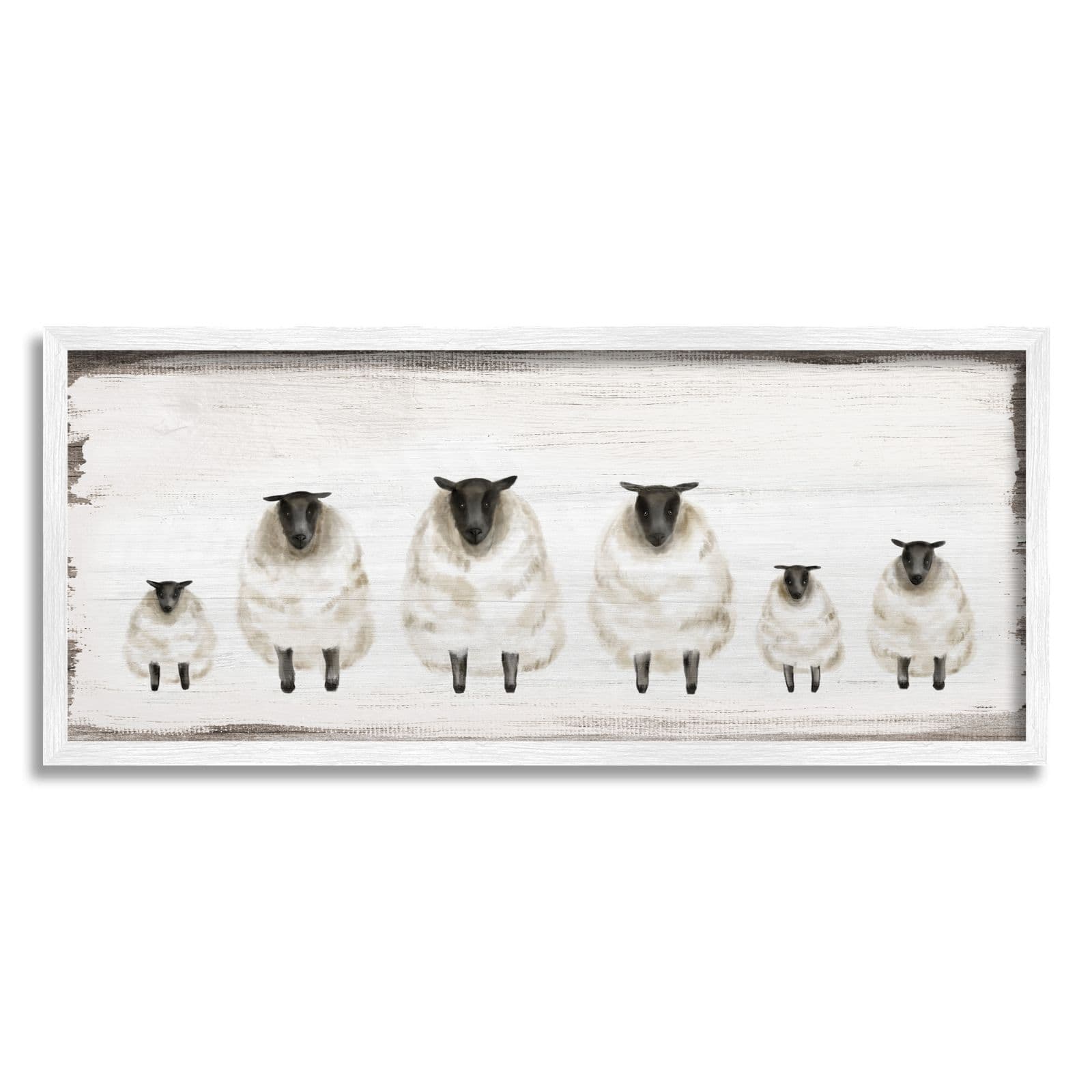 Stupell Industries Fluffy Farm Sheep Herd Rustic Country Animals Framed Wall Art