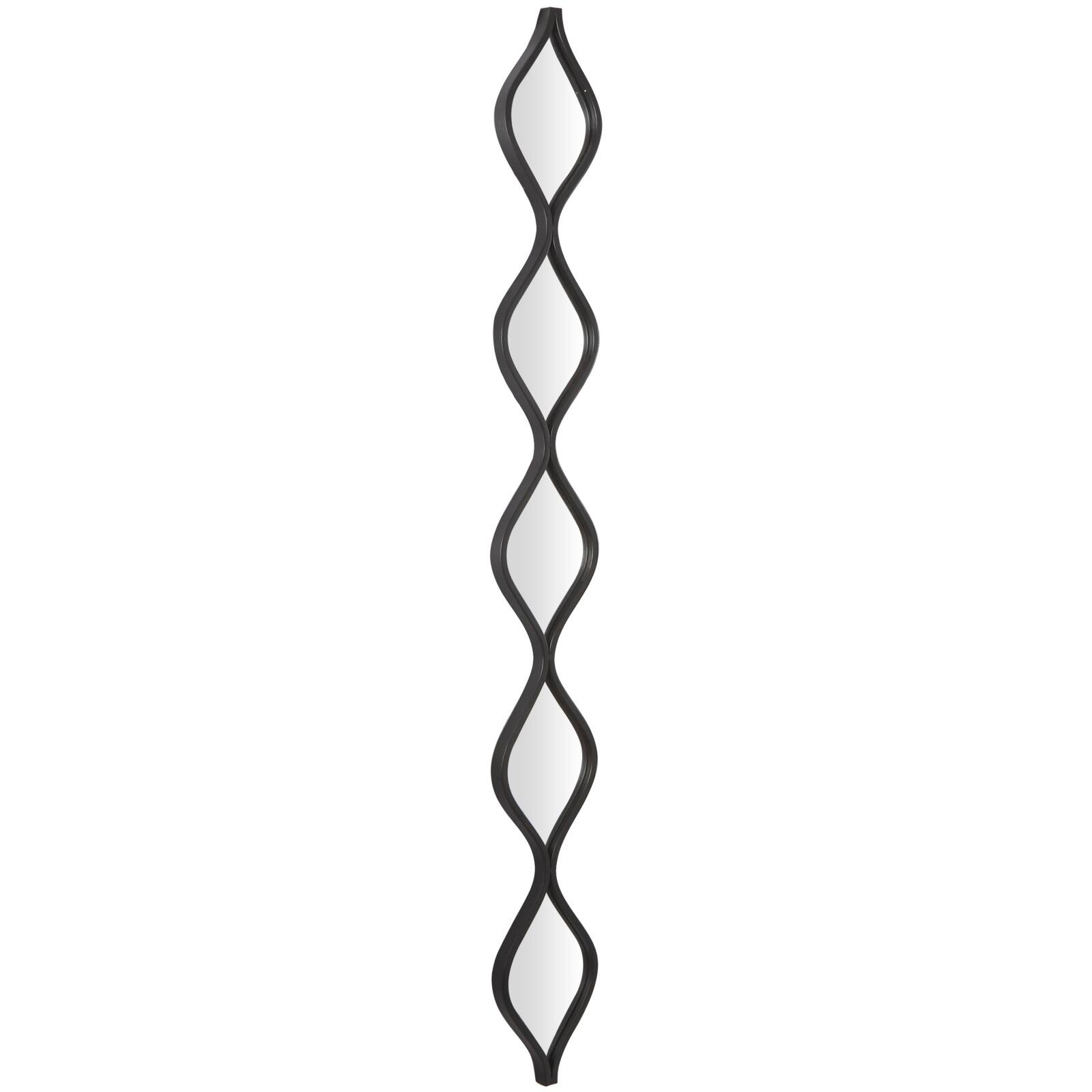 Black Metal Slim Stacked Chain 5 Layer Wall Mirror with Tear Drop Pattern 7" x 1" x 59"