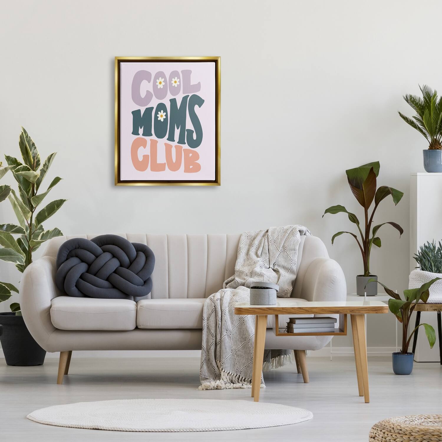 Stupell Industries Cool Moms Club Floral Phrase Floater Framed Art