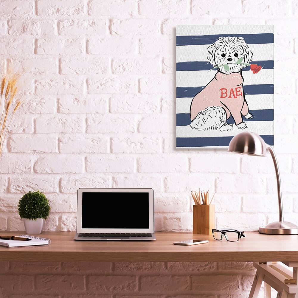 Stupell Industries Romantic Bichon Puppy Pink Bae Sweater Canvas Wall Art