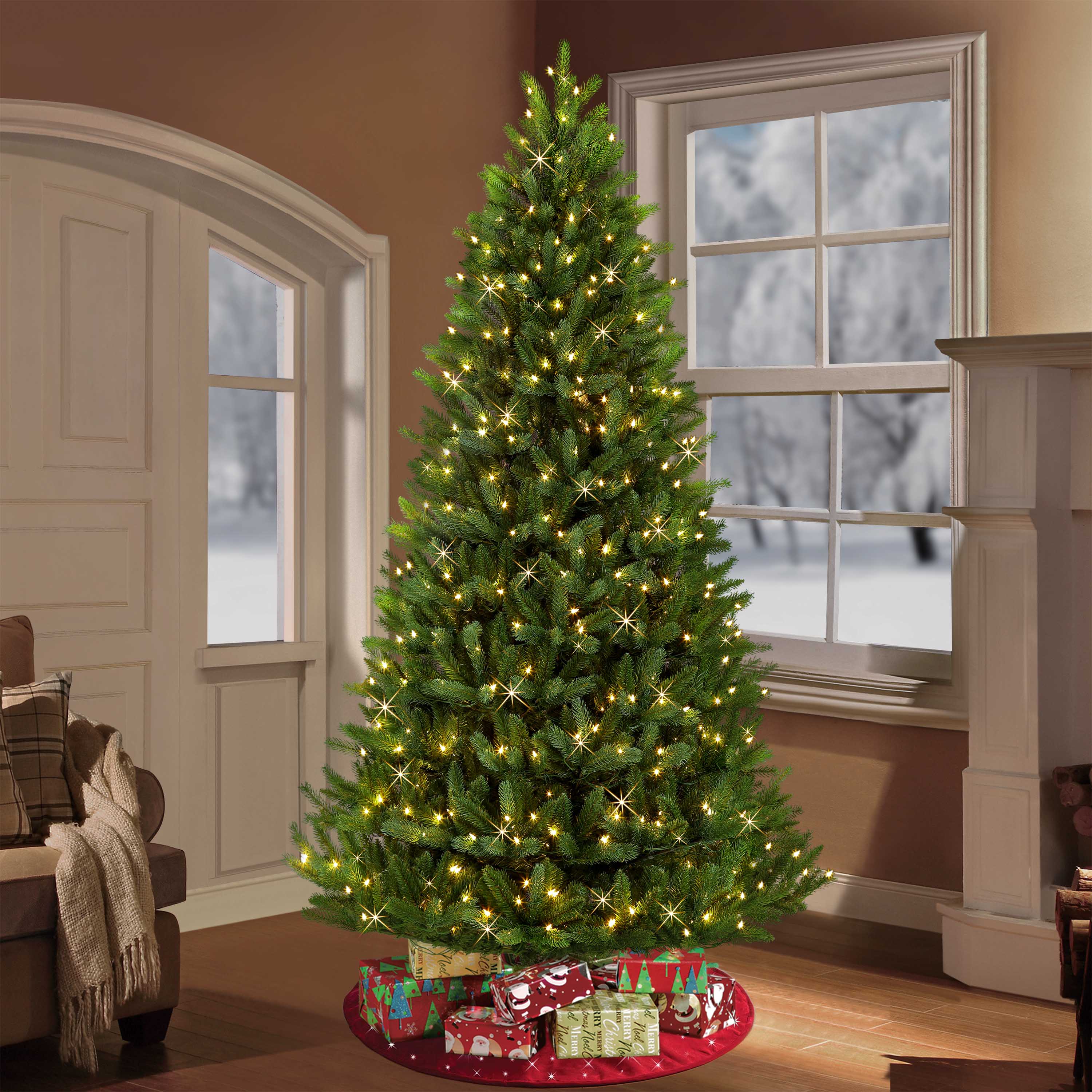 6 Pack: 4.5ft. Pre-Lit Glacier Fir Artificial Christmas Tree, Clear Lights