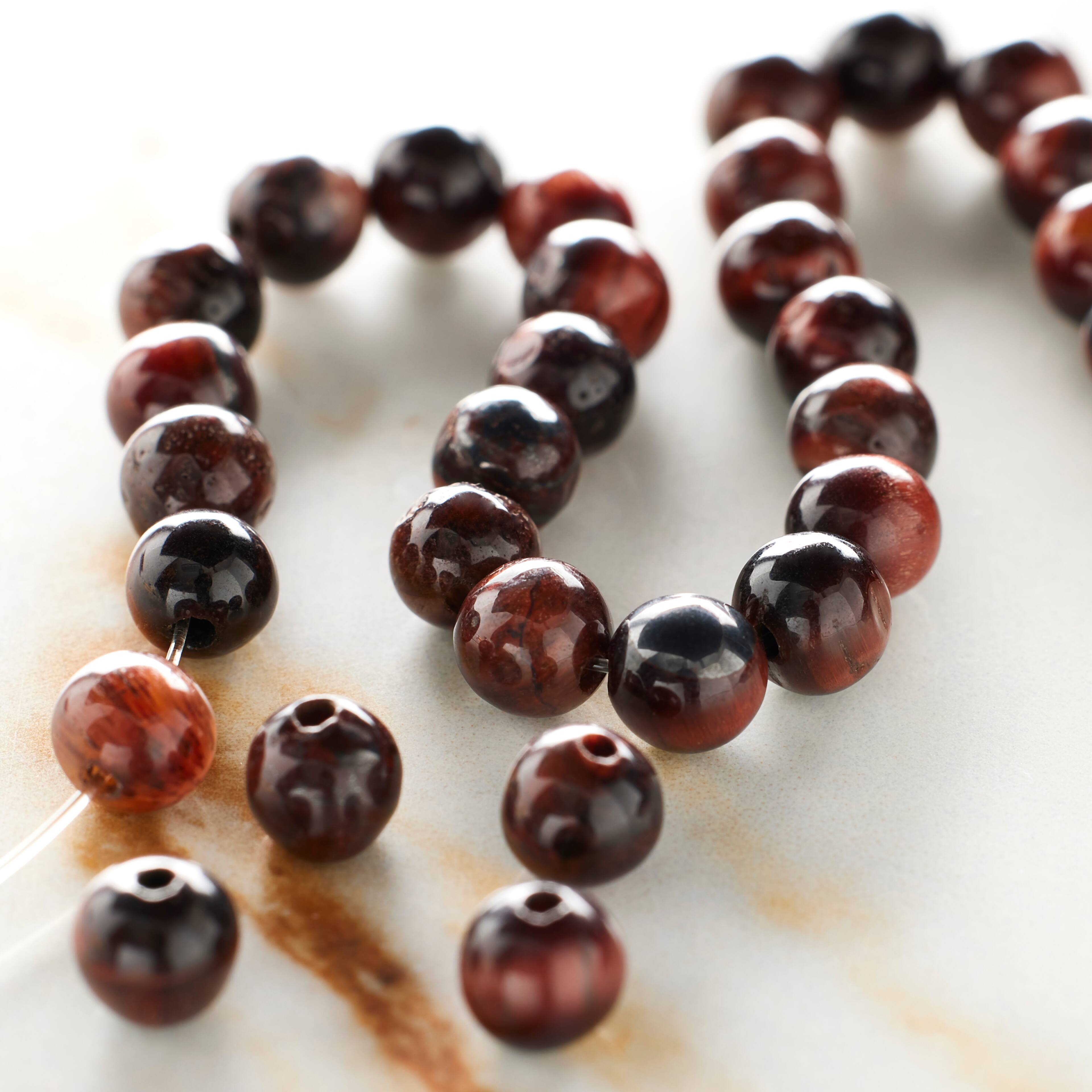Red & Brown Tiger Eye Round Beads, 6mm by Bead Landing™