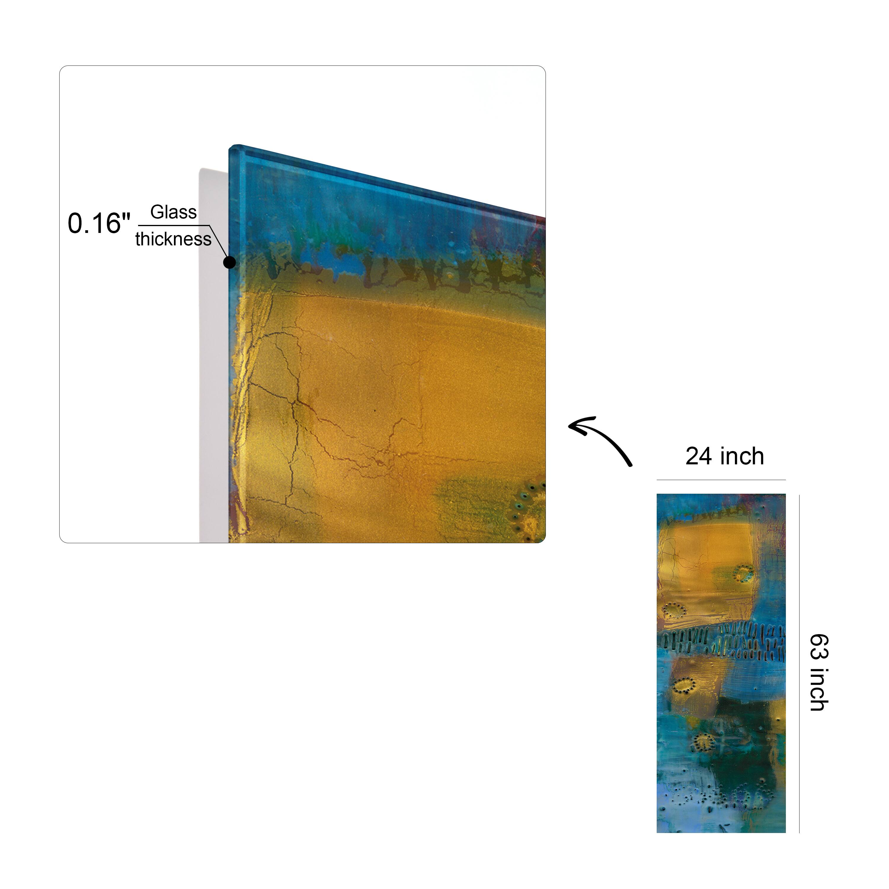 Empire Art Direct 24" x 63" Reedy Blue I Free Floating Reverse Tempered Glass Wall Art
