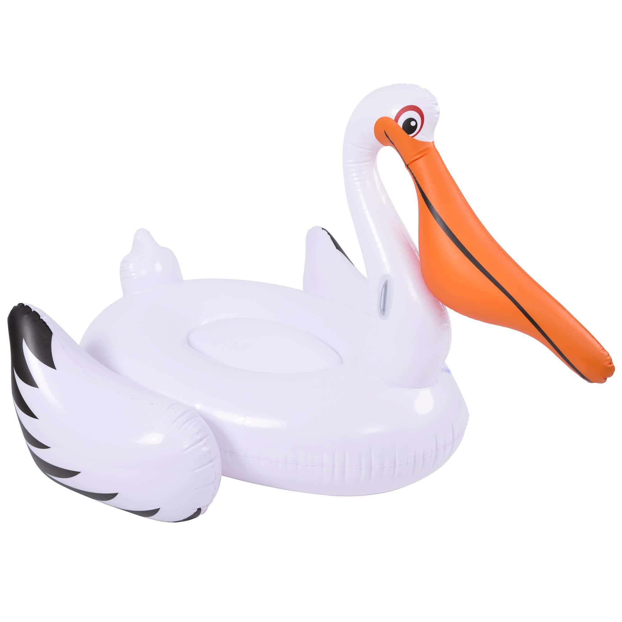 Pool Central® 7.25ft. White & Orange Inflatable Jumbo Pelican Pool Float